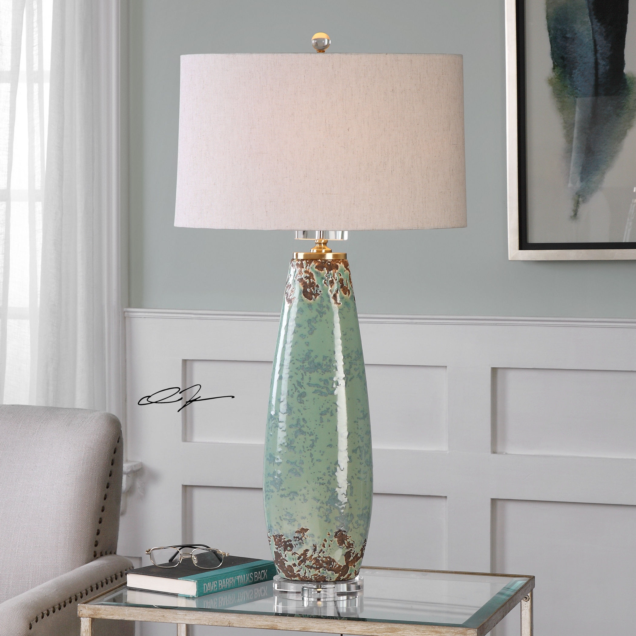 Mint green sales table lamp