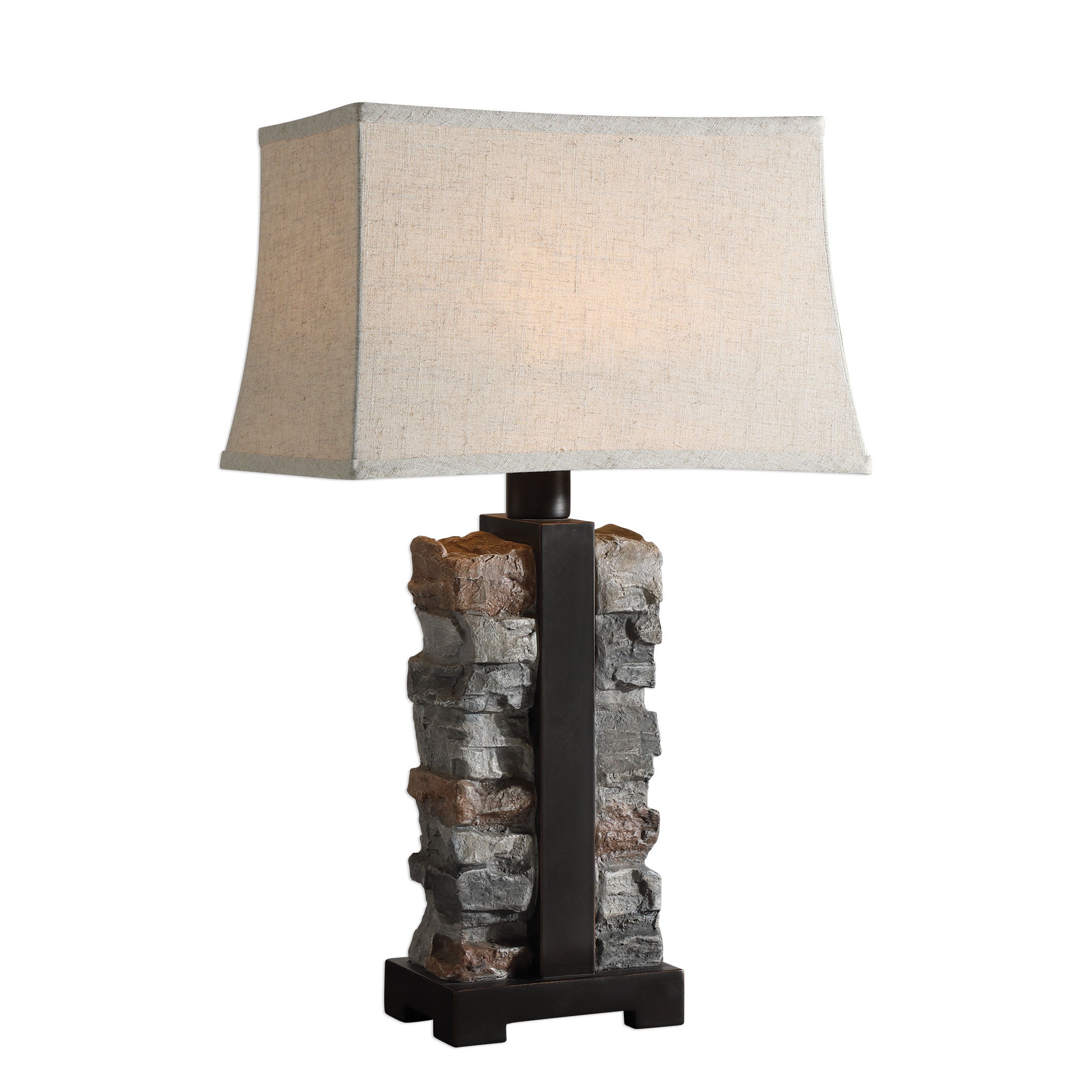 Stacked stone table hot sale lamp