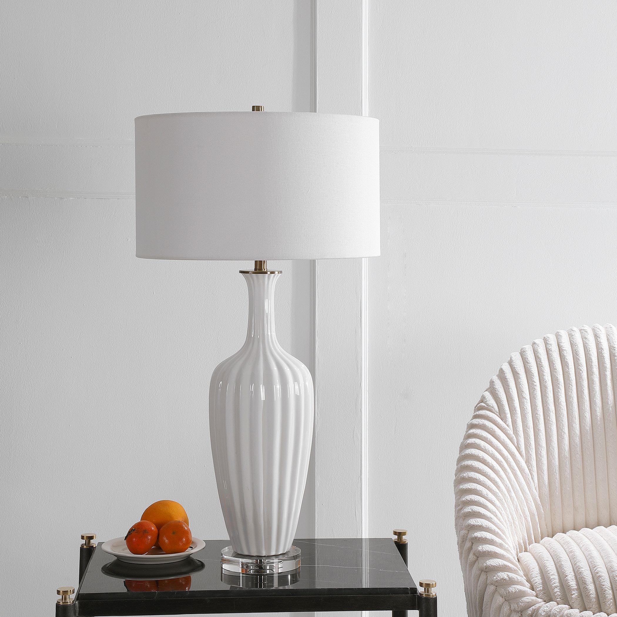Uttermost Table and Floor Lamps Strauss White Ceramic Table Uttermost Table and Floor Lamps Strauss White Ceramic Table