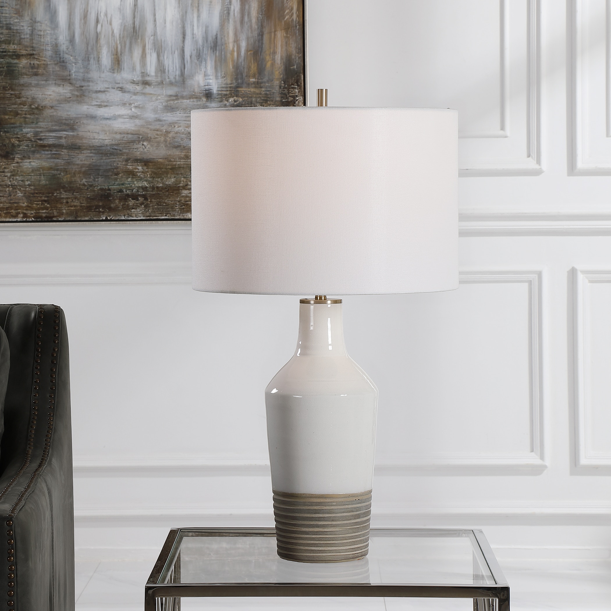 Dakota White Crackle Table Lamp UT283981