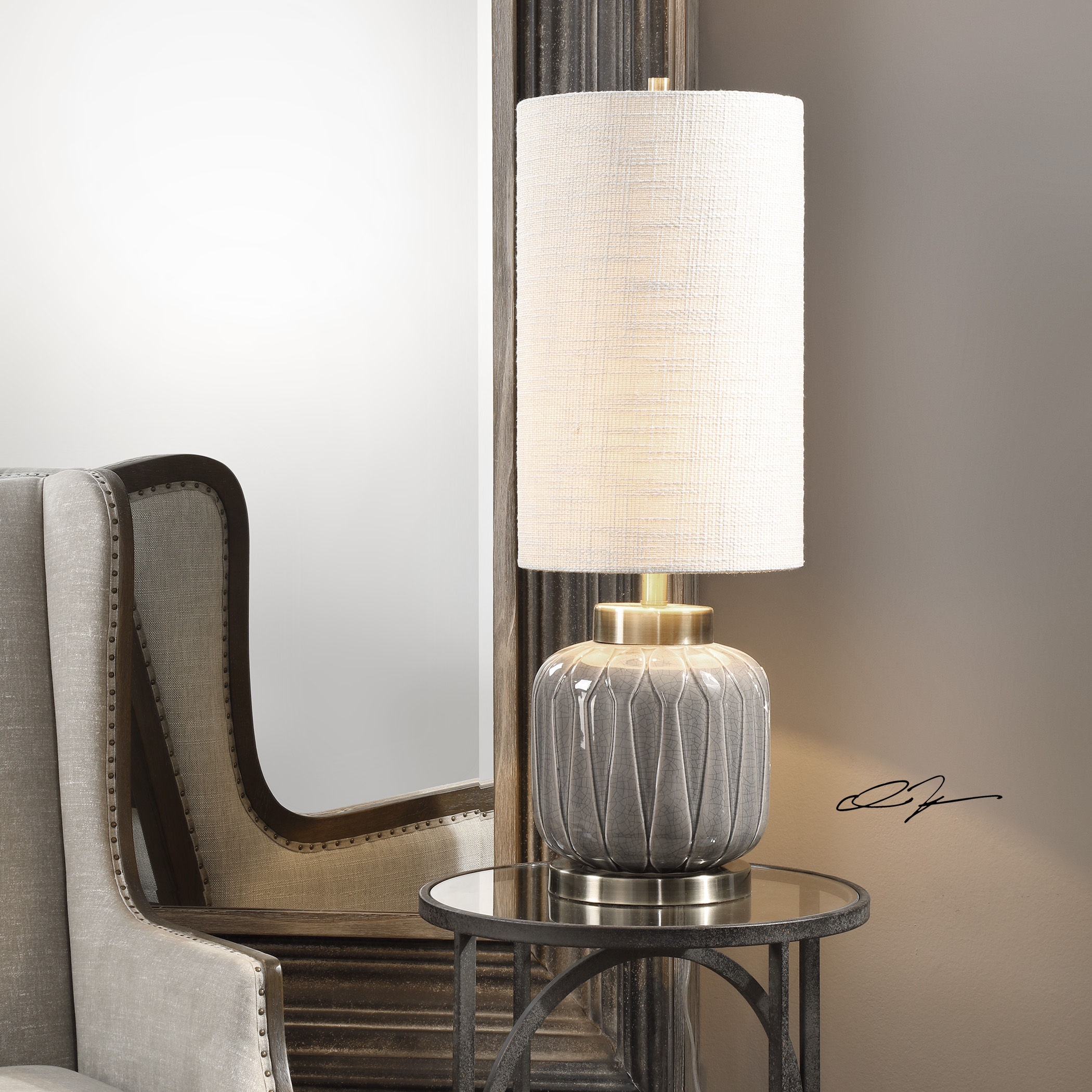 Uttermost Table and Floor Lamps Zahlia Aged Gray Ceramic Lamp