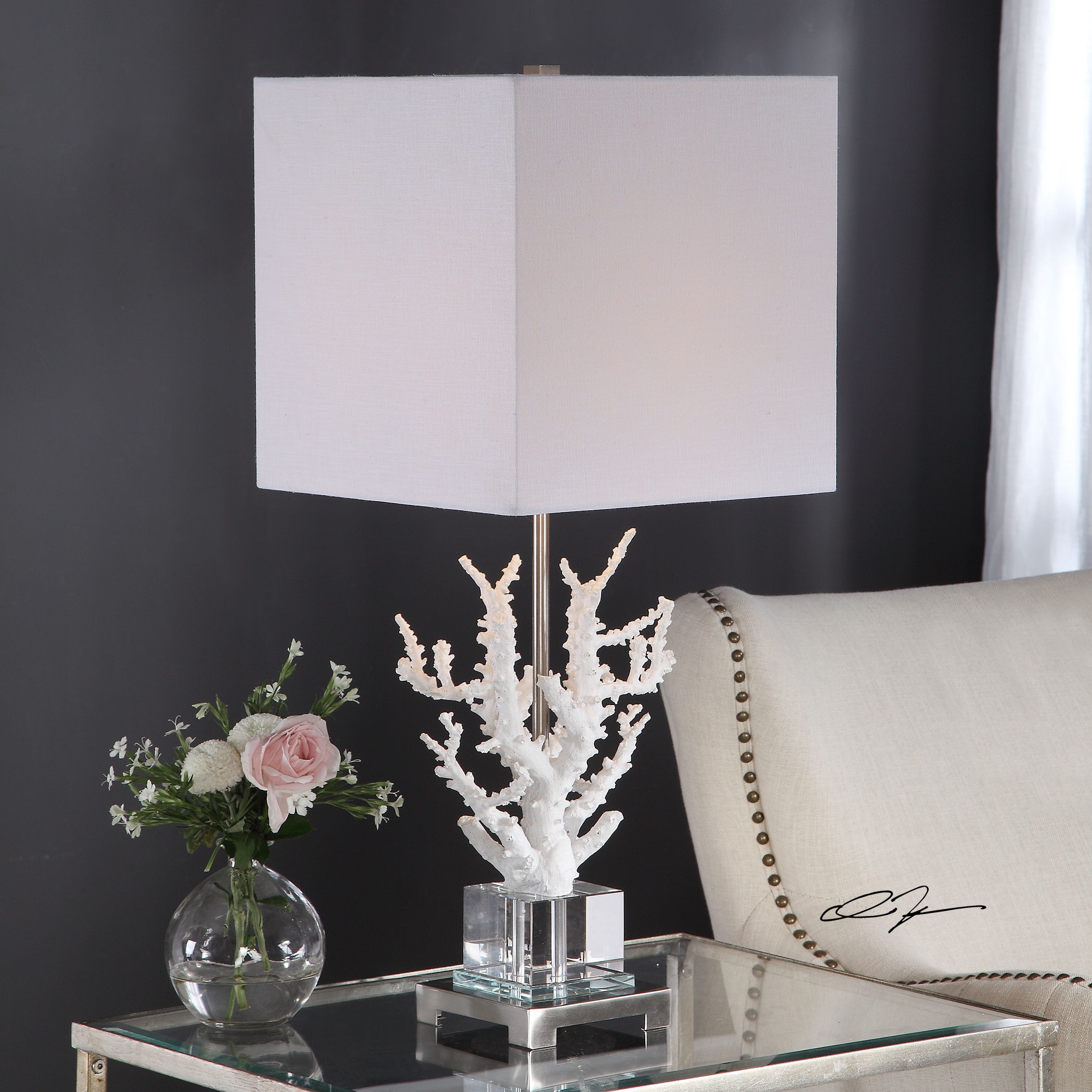 white coral table lamp