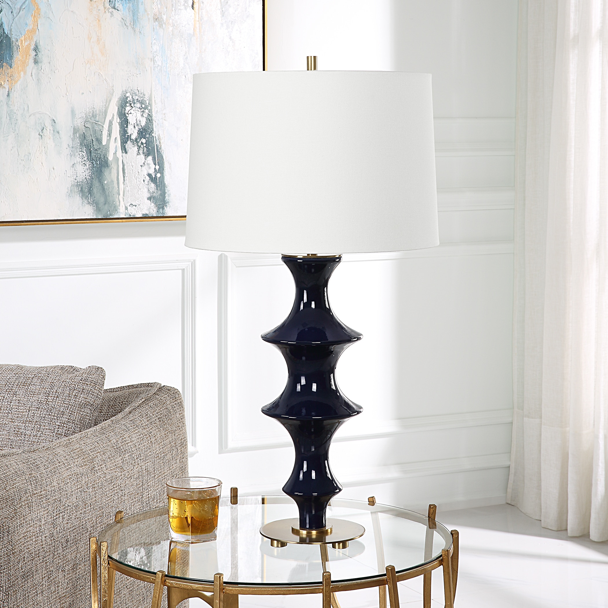 Coil Sculpted Blue Table Lamp UT30196