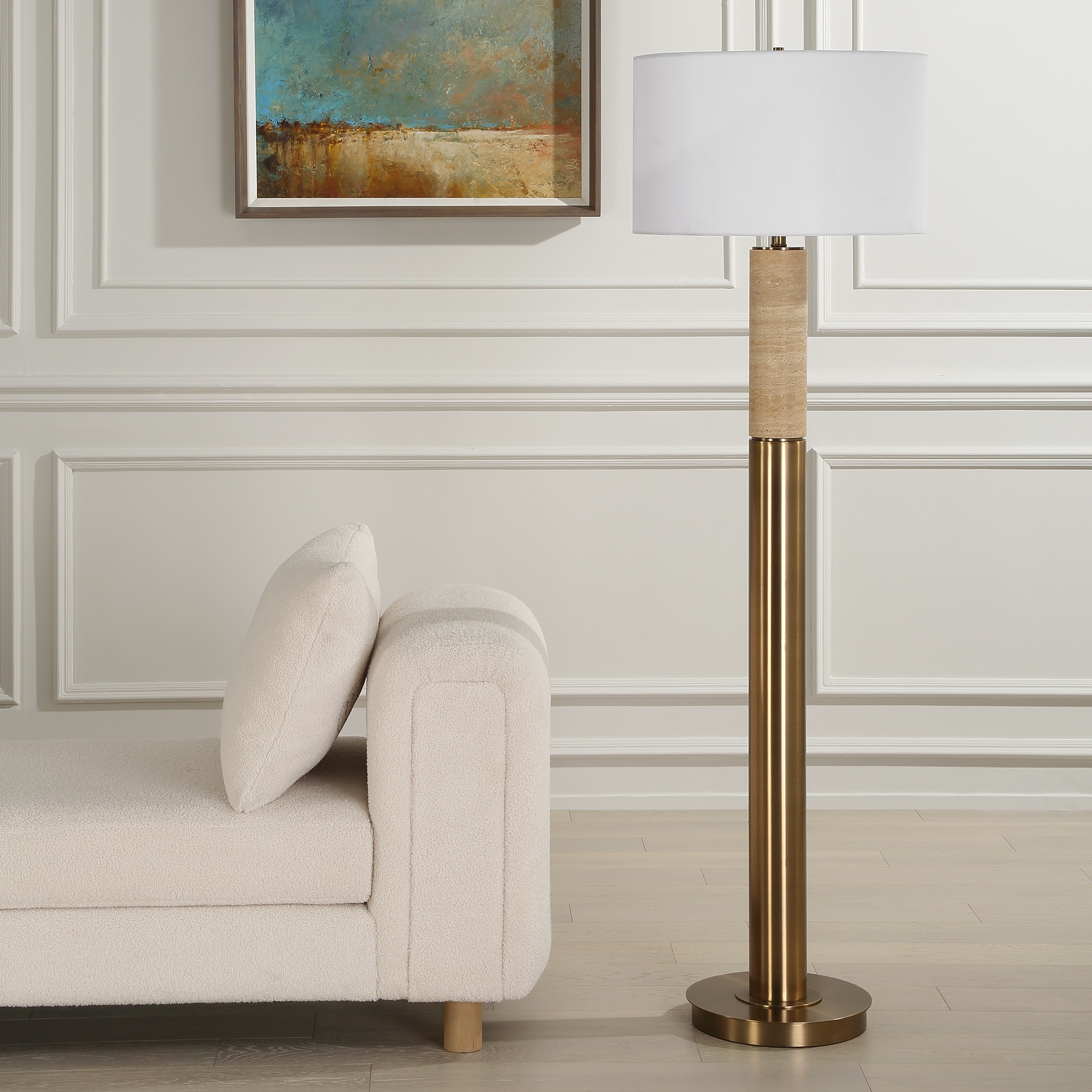 Uttermost Table and Floor Lamps Knox Travertine Floor Lamp 30294