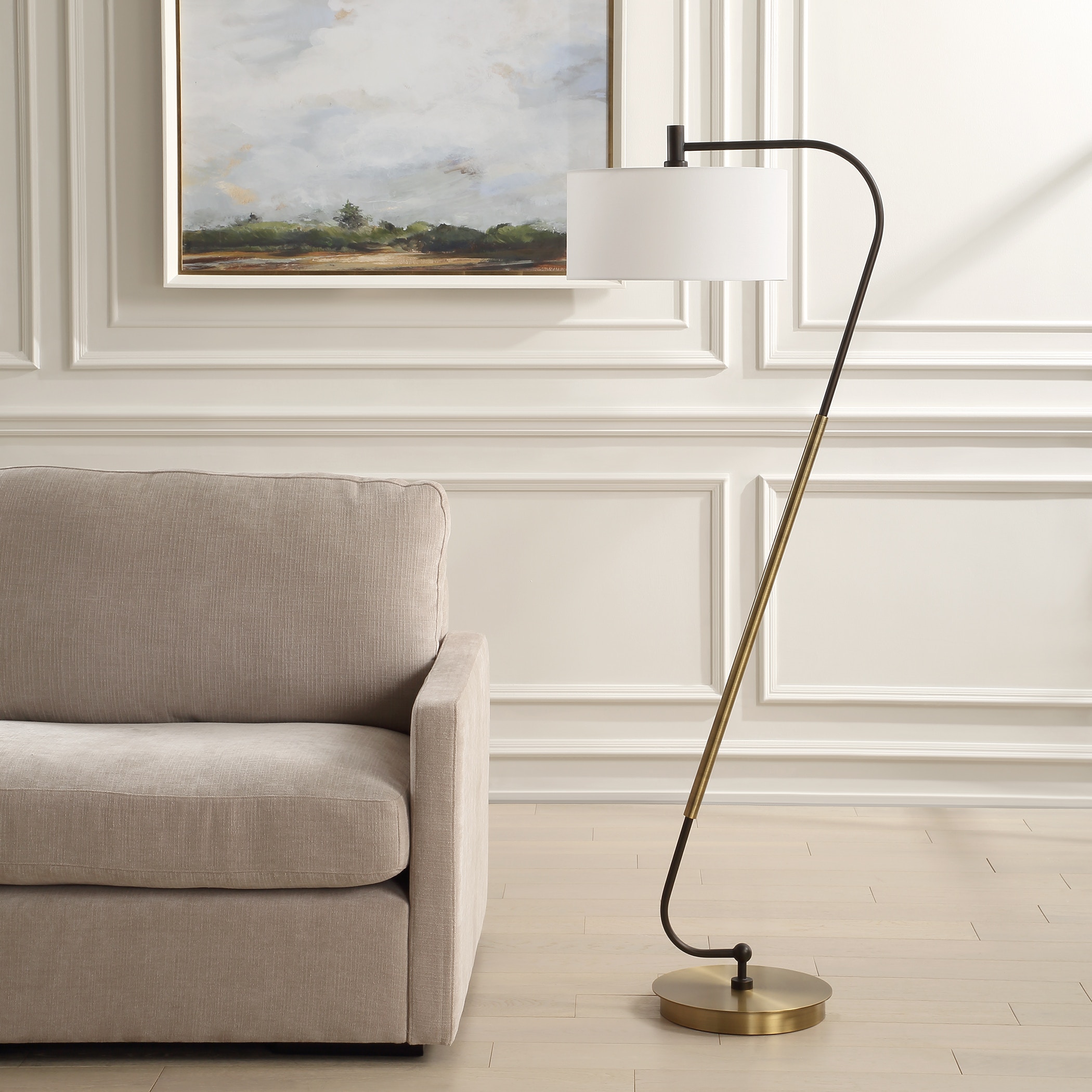 Uttermost Table and Floor Lamps Irwin Curved Brass Floor Lamp
