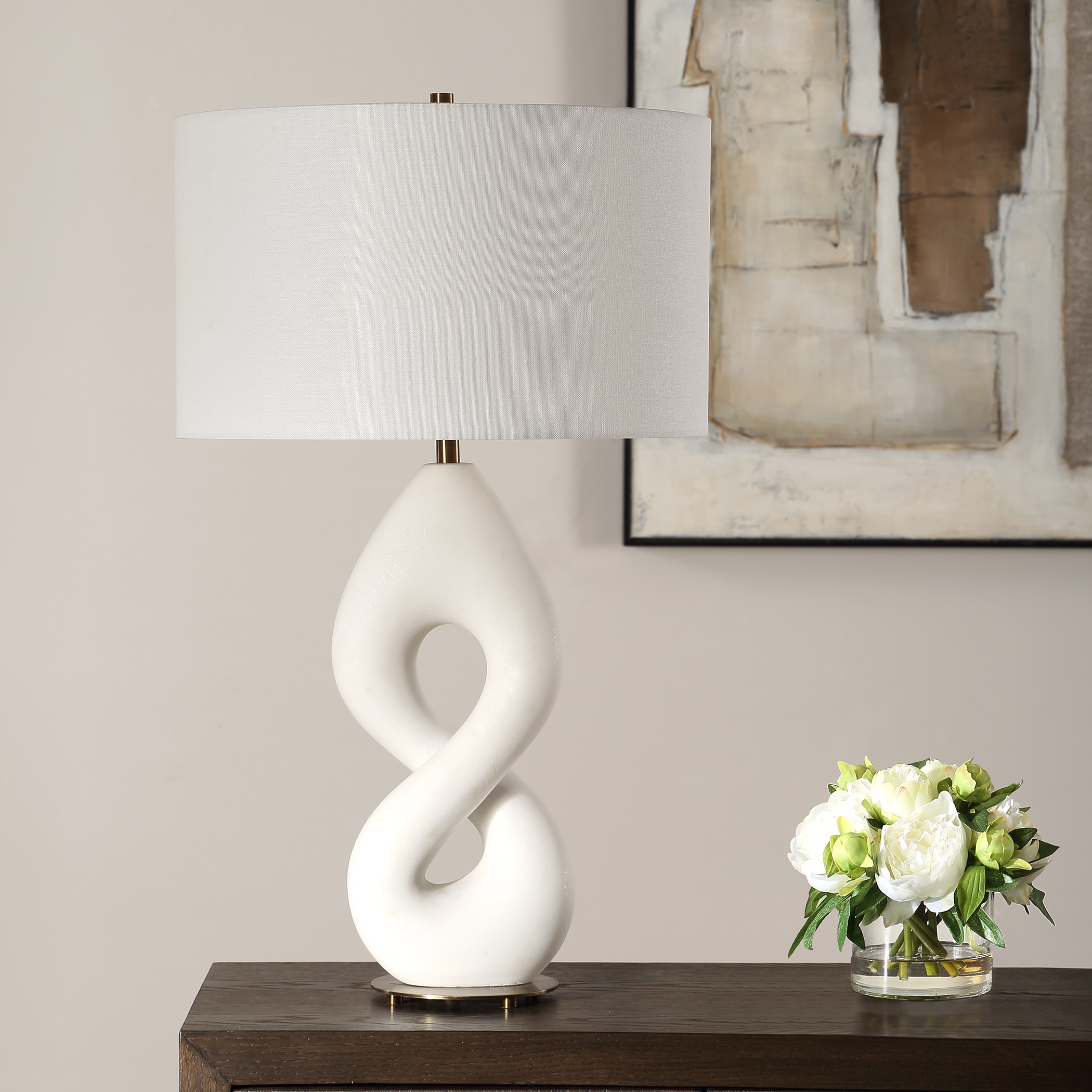 Meridian Ivory Stone Table Lamp UT30483