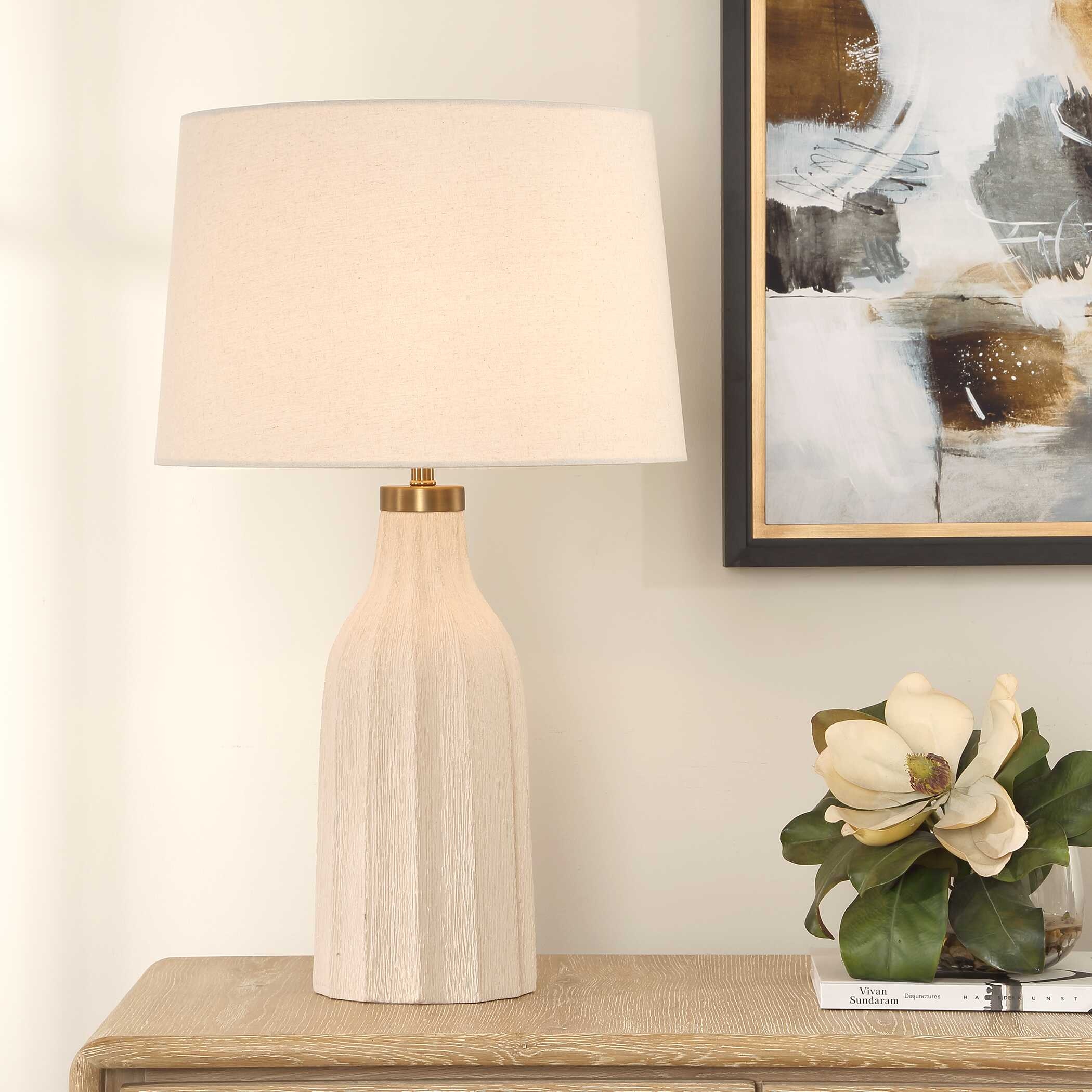 Uttermost Table and Floor Lamps Maddox Textured Off White Table