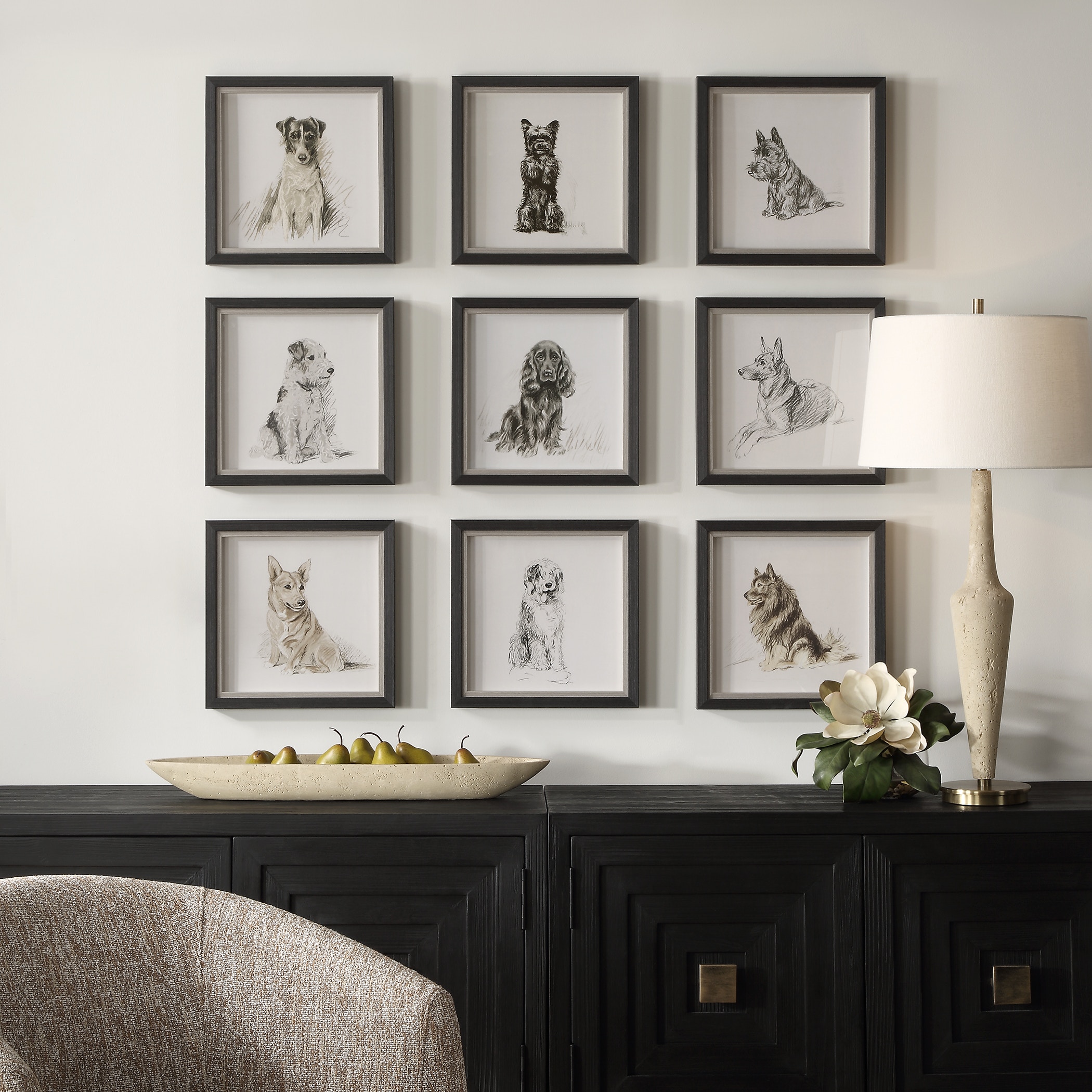 Loyal Companion Framed Dog Prints Set/9 UT32344