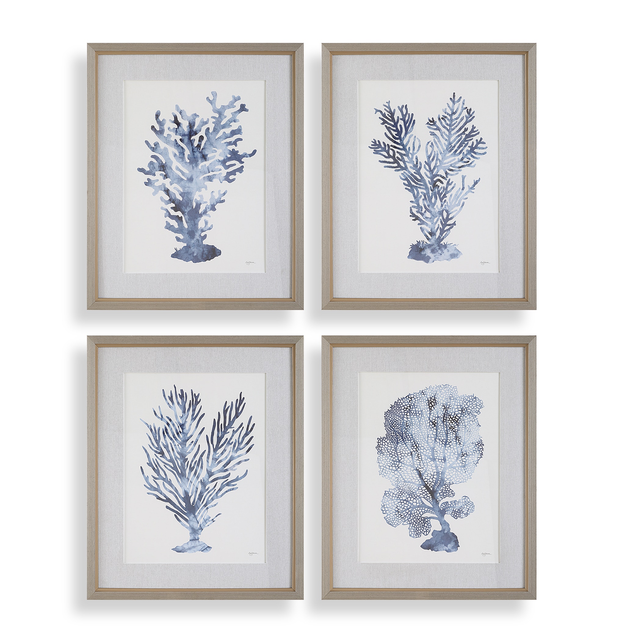 Uttermost Art Shibori Coral Framed Prints Set/4 32428 - Salt