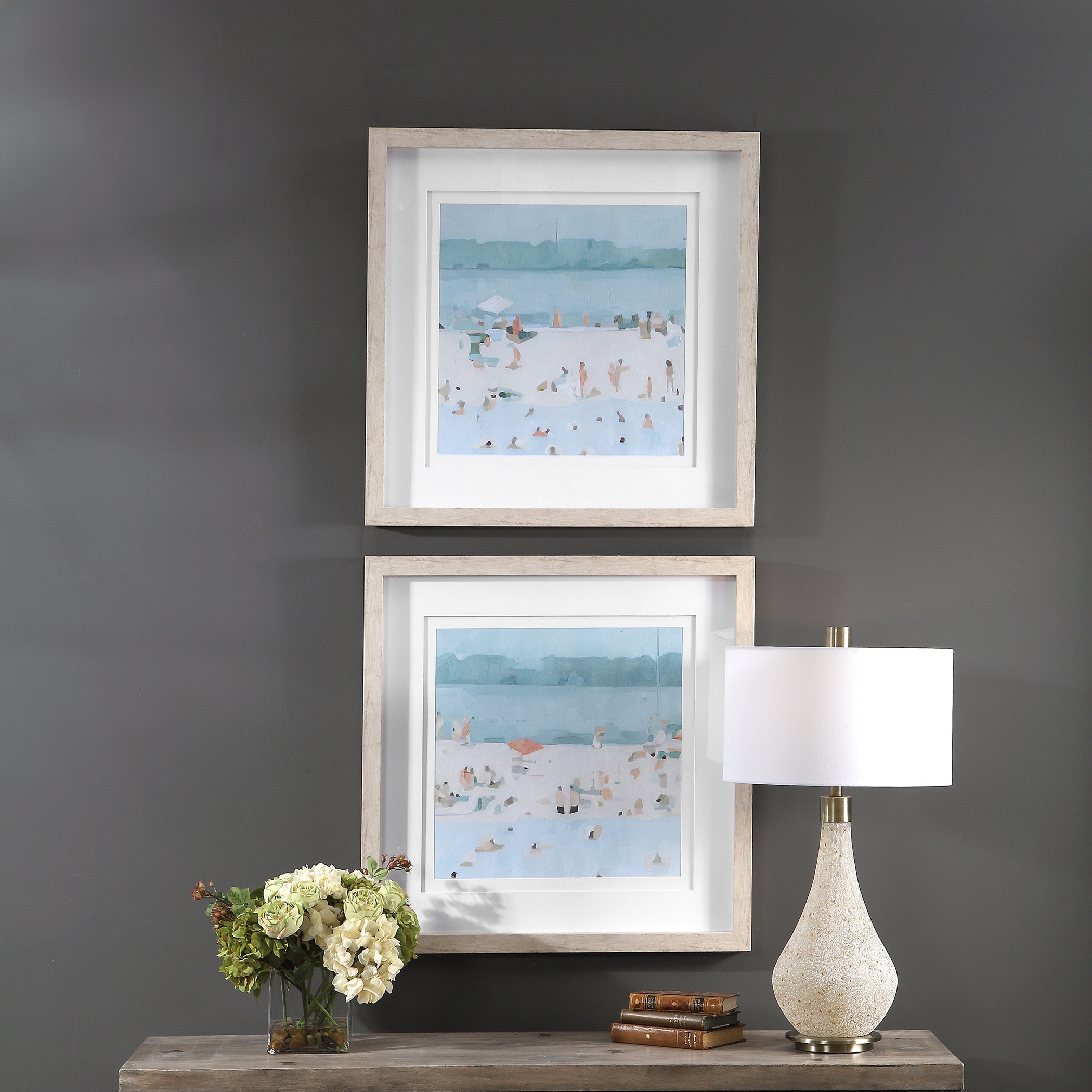宝物♡Sea glass art Polar Bear Sea Glass Art, 8x8 Framed Original Seaglass