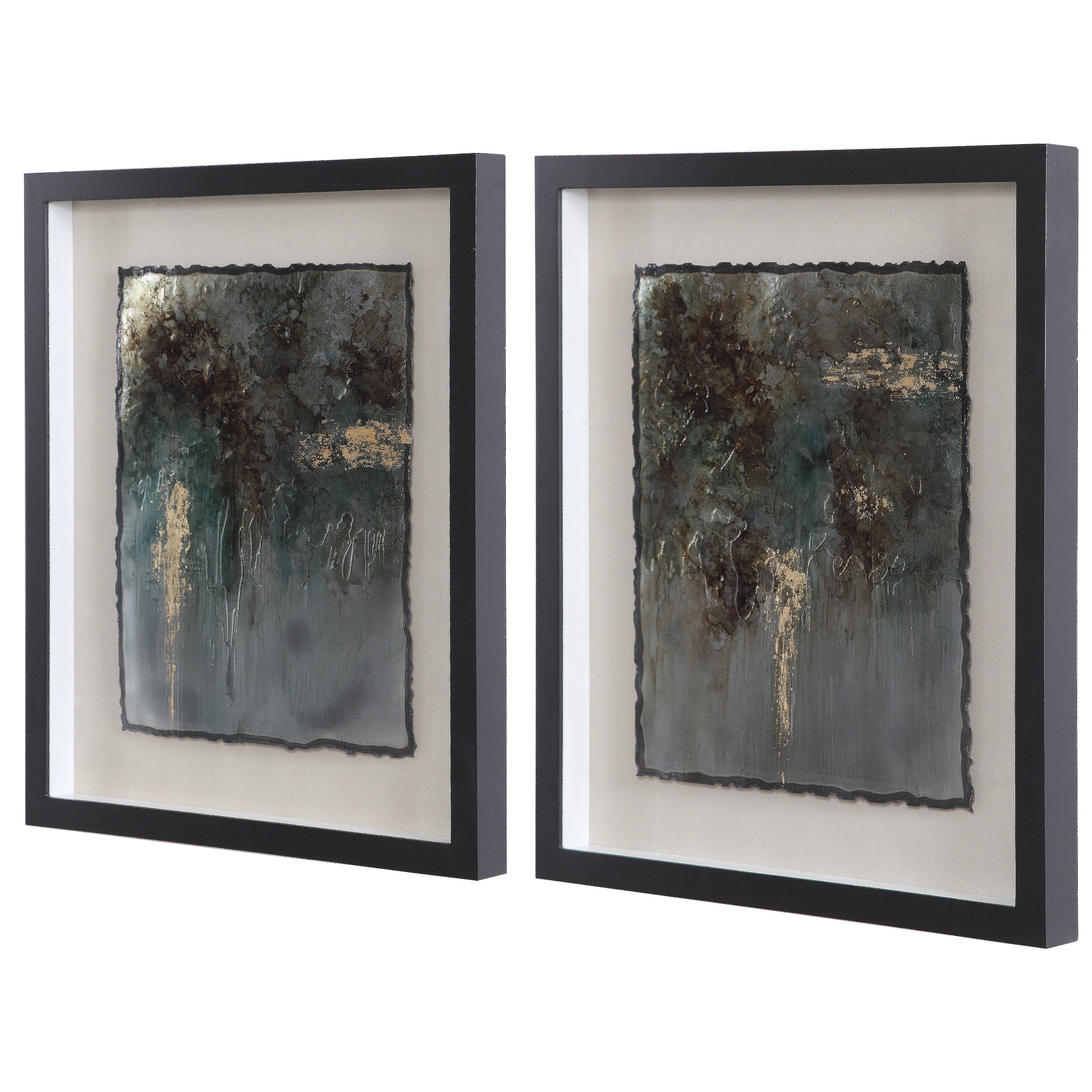 ミッドセンチュリー　モダン　砂絵 Rustic Patina Framed Prints Set/2 UT35366