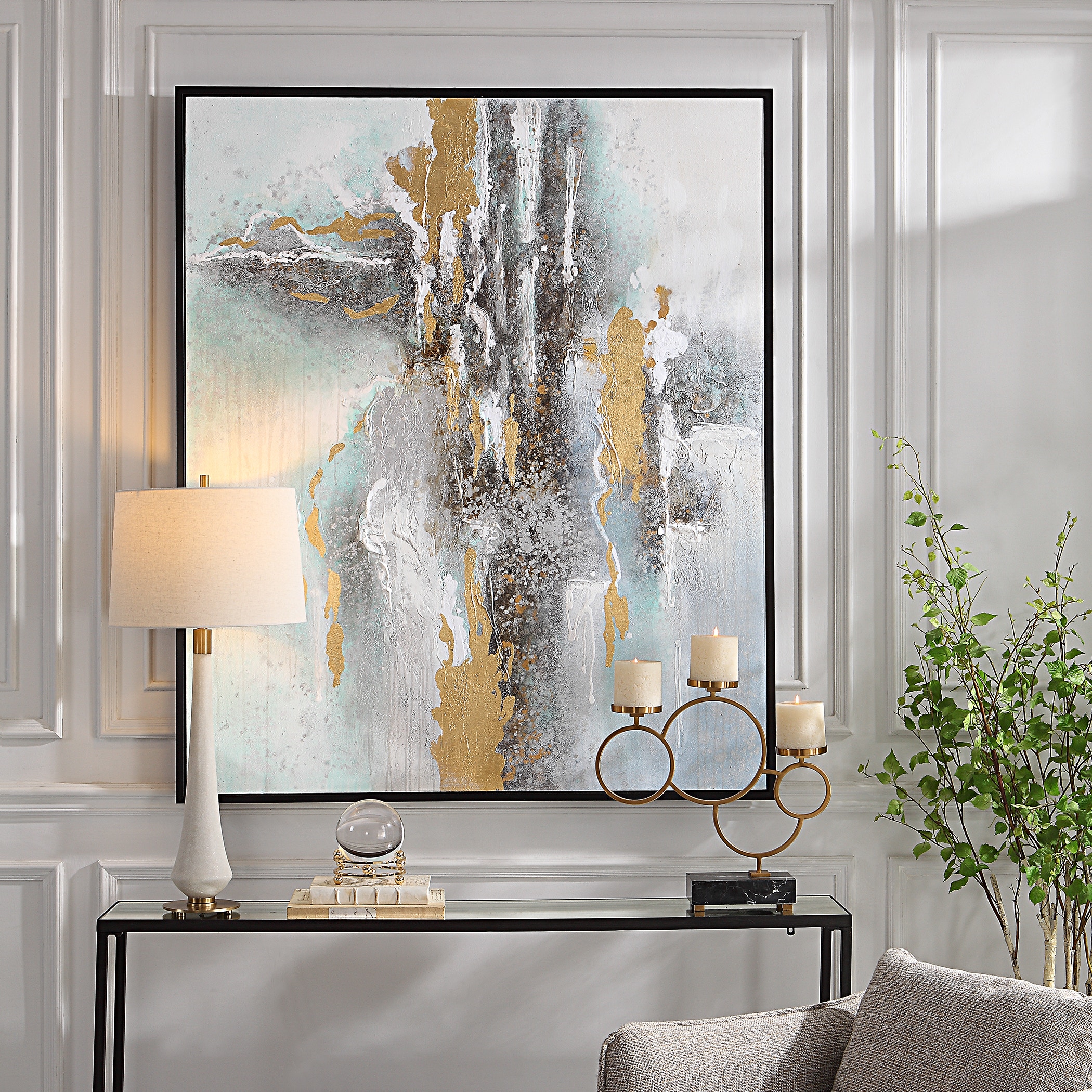 SALE‼️ウィストミンスター クリスタルアート 94×44cm Uttermost Art Mountain Mist Hand Painted Canvas 41462 - Carol