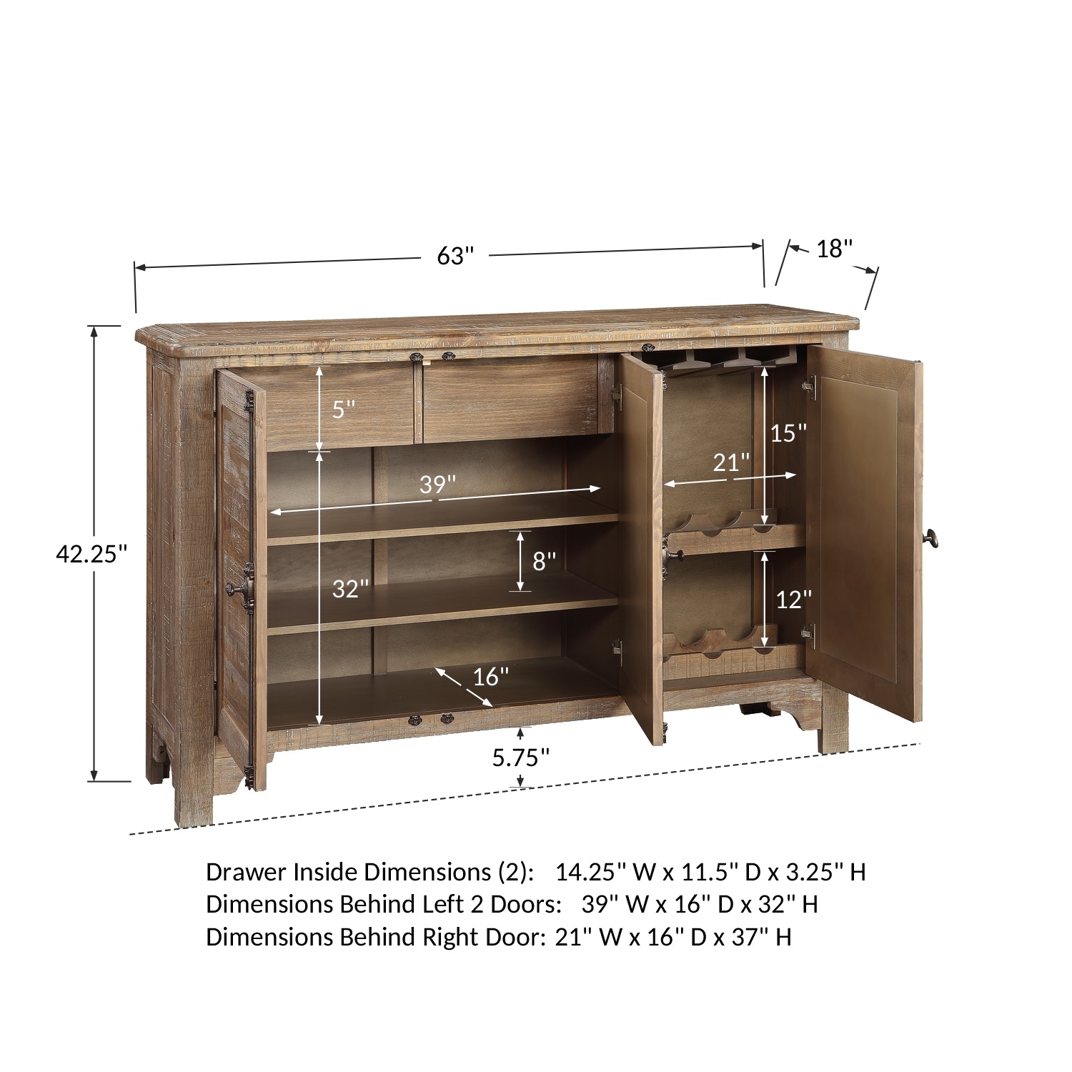 Winners Only Casual Dining Augusta Rustic 64 Server DA2470BR