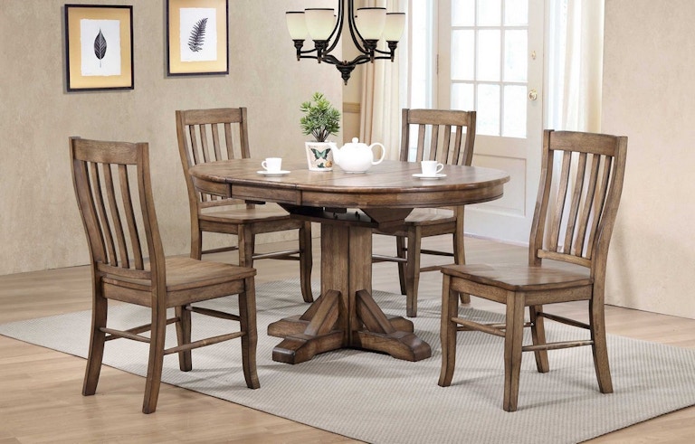Winners Only Carmel - Rustic Brown 57" Pedestal Table with 15" Butterfly Leaf DC34257R