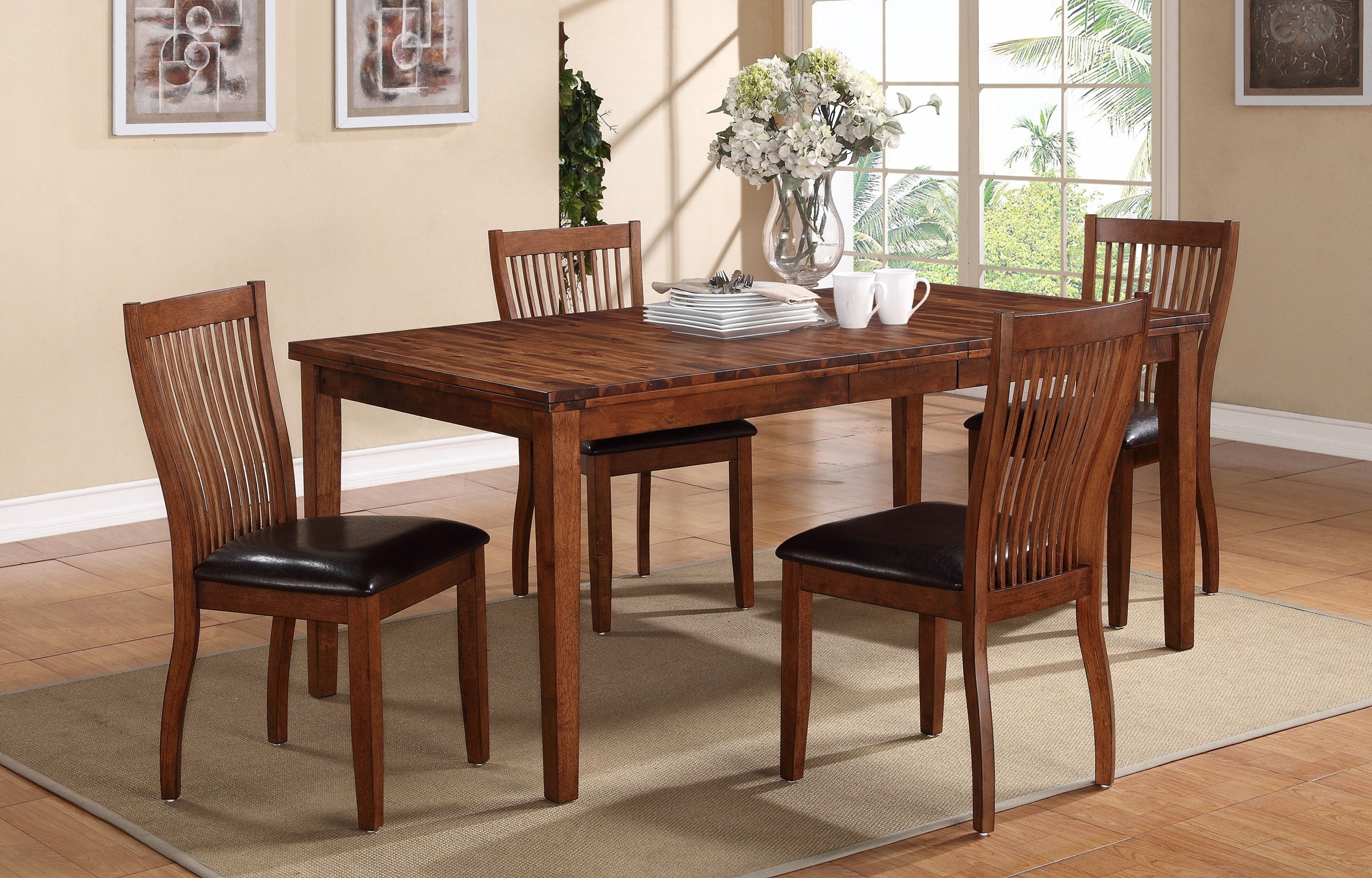 Winners Only Casual Dining 72 Inches Leg Table with 4 Side Chairs