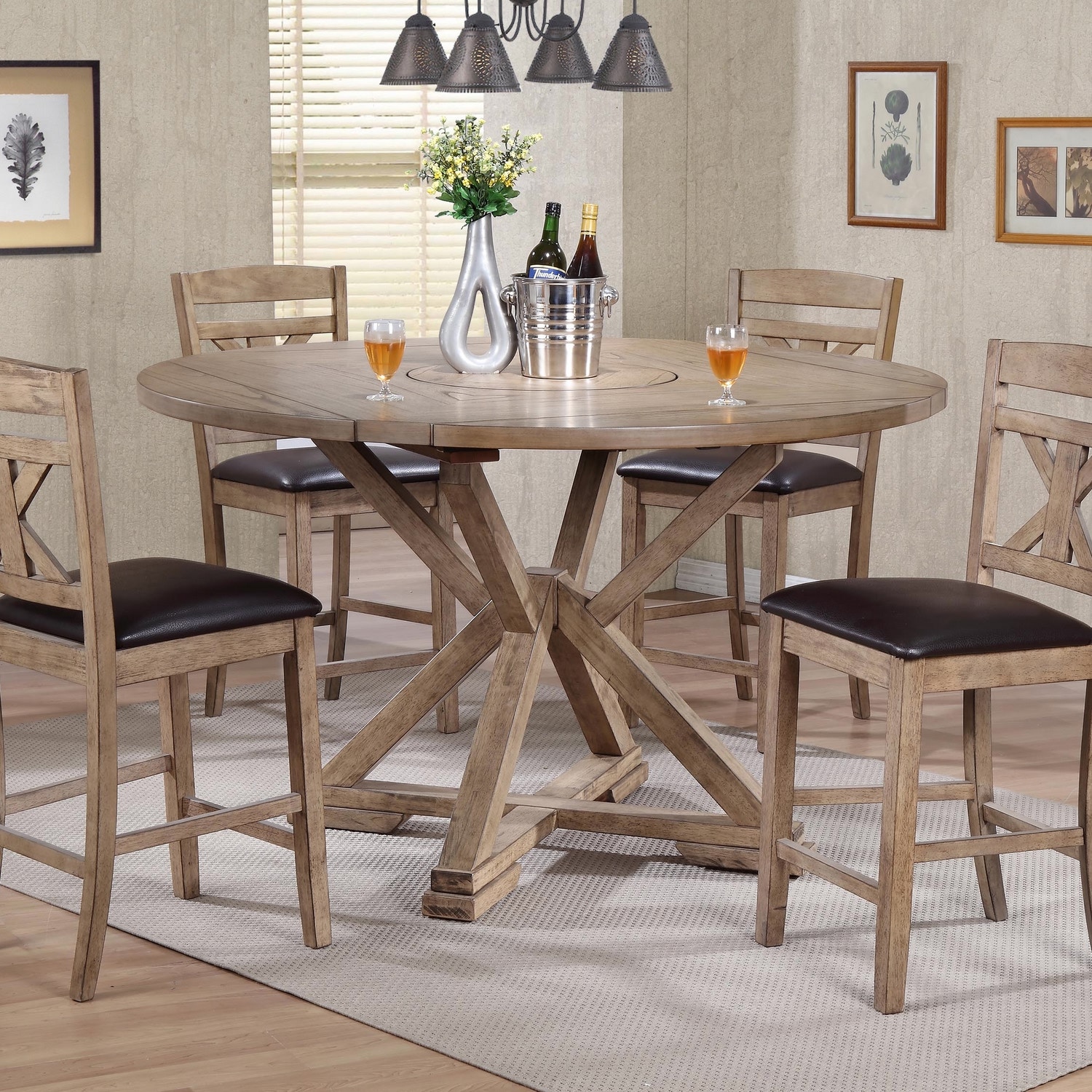 Winners Only Dining Room 60" Round Tall Table With Lazy Susan DFGT16060N Carol House Furniture