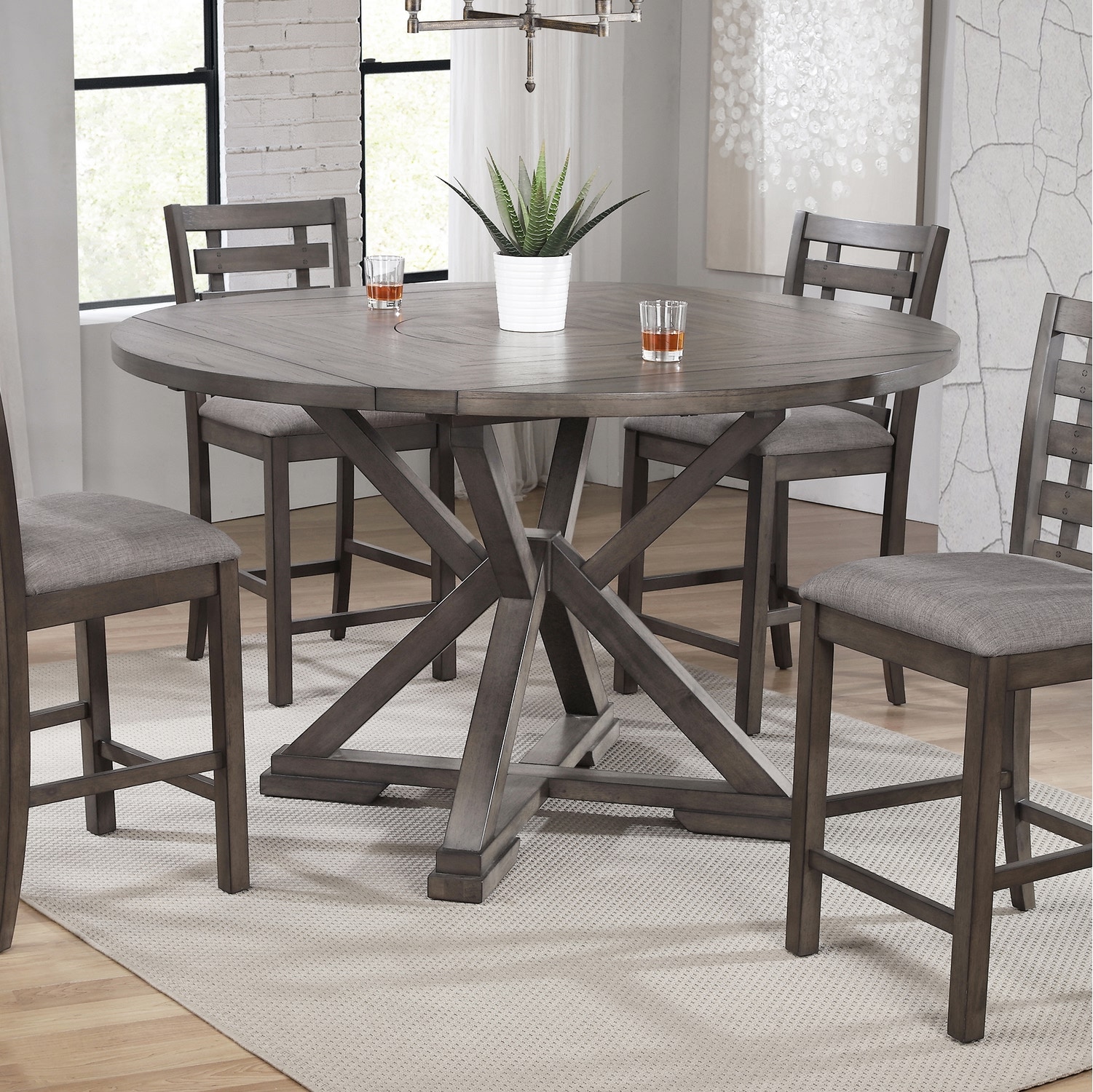Tall round dining table set discount