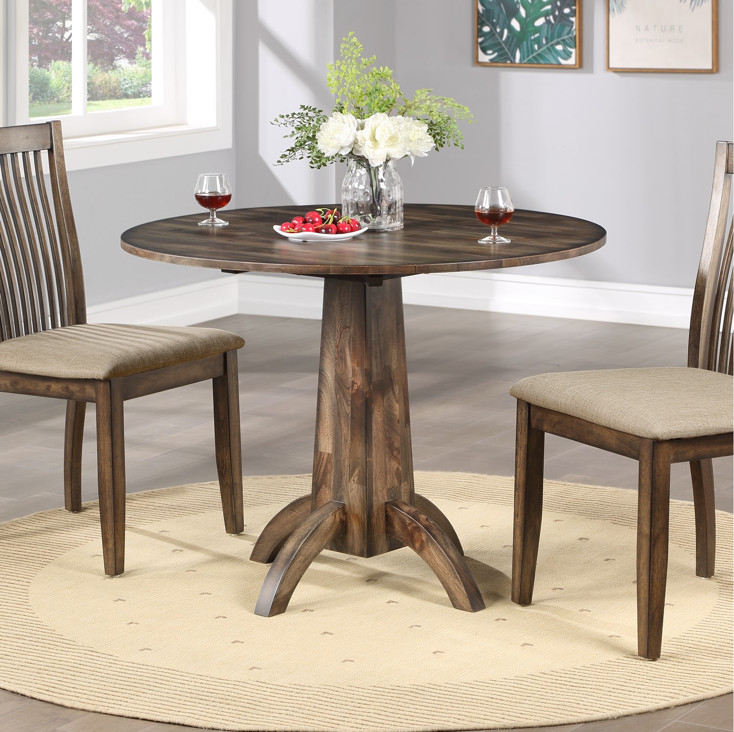 40 inch round dining table with leaf