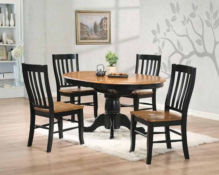 Winners Only Quails Run - Almond/Ebony 42" Round Pedestal Table with 15" Butterfly Leaf DQ14257AE