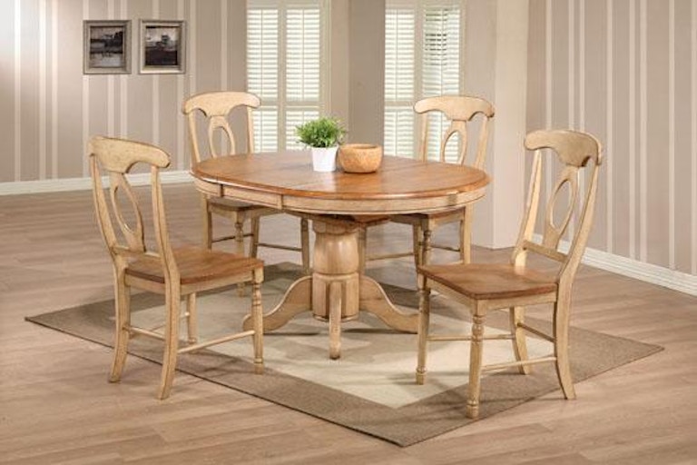 Winners Only Quails Run - Almond/Wheat 57" Pedestal Table with 15" Butterfly Leaf DQ14257W