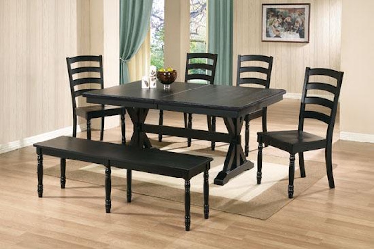 Winners Only Quails Run - Ebony 84" Trestle Table with 18" Butterfly Leaf DQ14284E