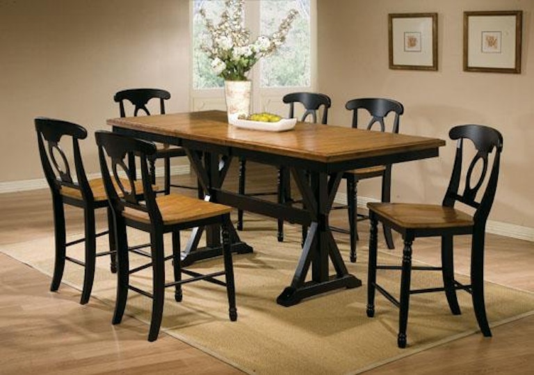 Winners Only Quails Run - Almond/Ebony 78" Tall Table with 18" Butterfly Leaf DQT13678AE