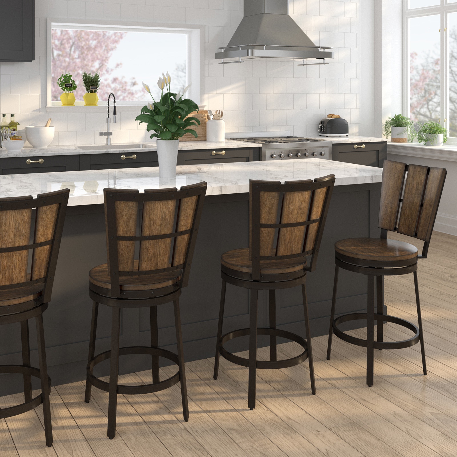  Whiskey River Counter Stool with Back-Wood Frame 