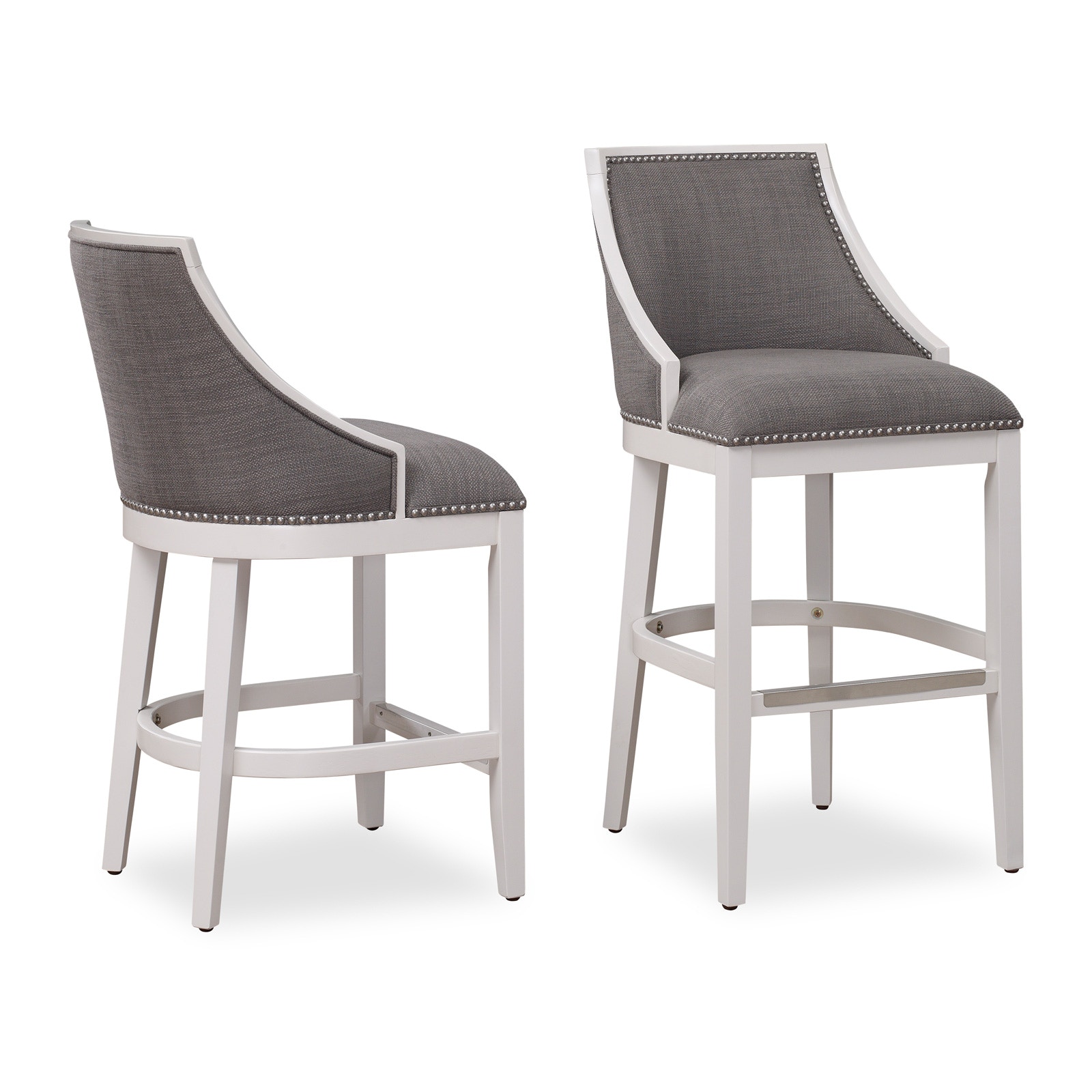  Keller Barstool Wood Stool with Fabric And Nailhead Trim 