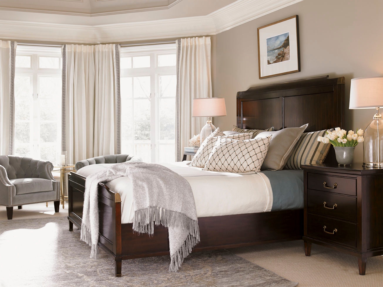 Lexington Queen Inside / Outside 7インチ Lexington Bedroom Bennington 6/6 Panel Bed 708-134C | Hickory