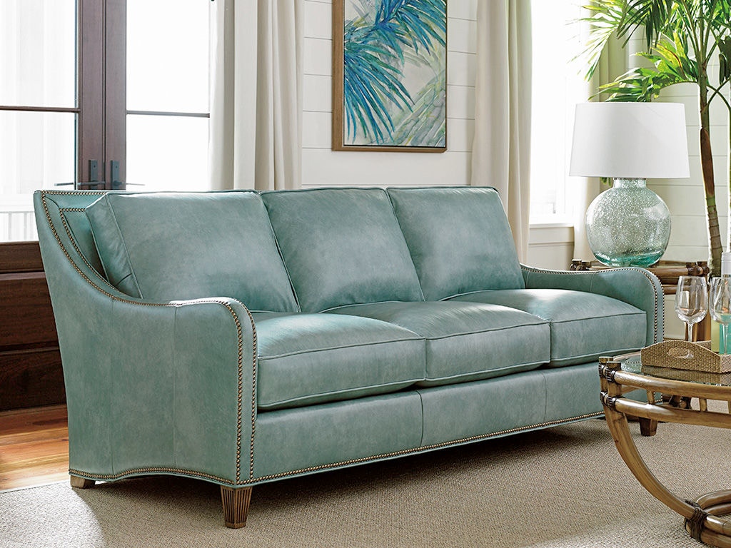 teal blue leather sofa brown velvet cushions