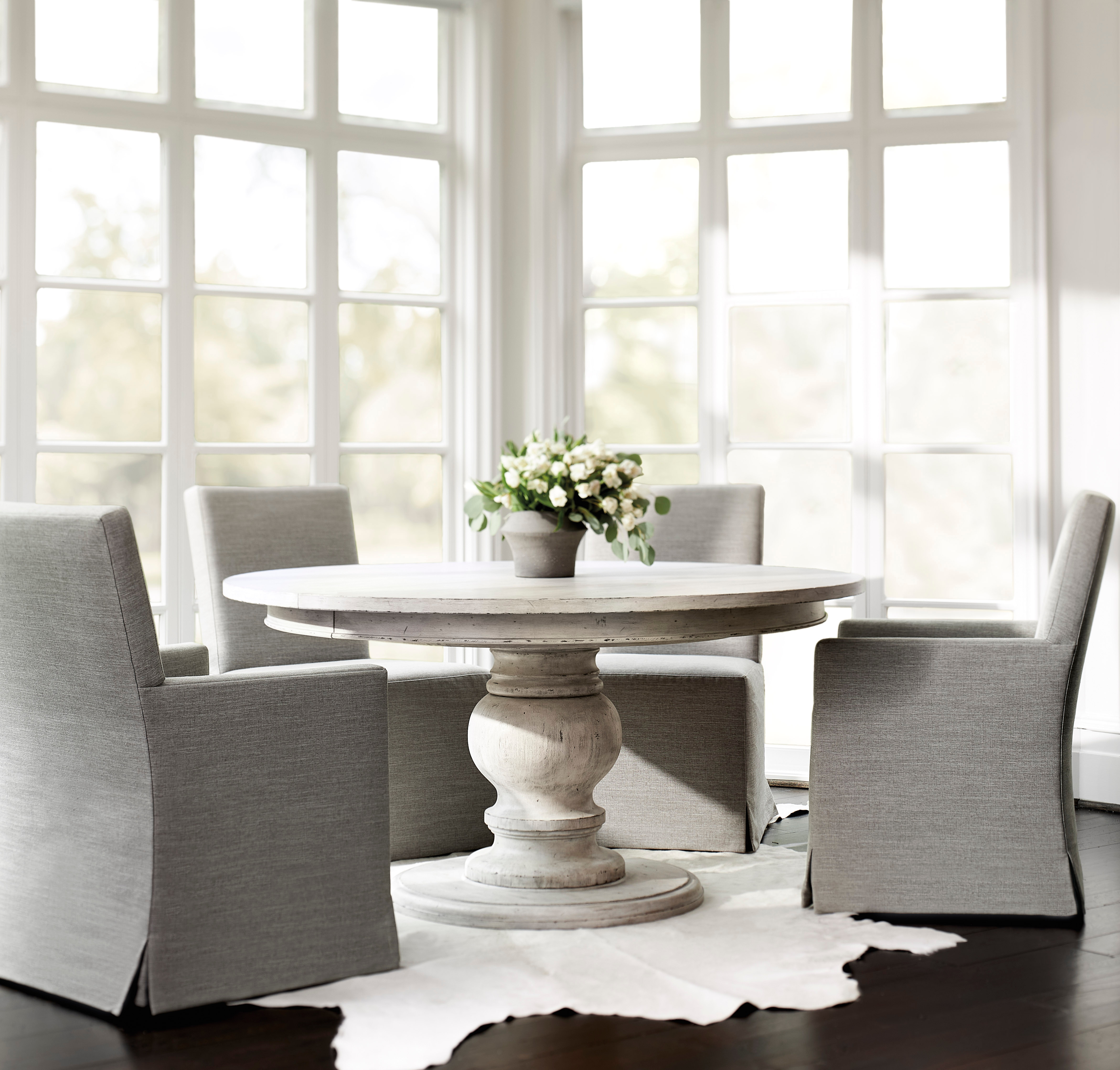 Leather gallery dining table sale