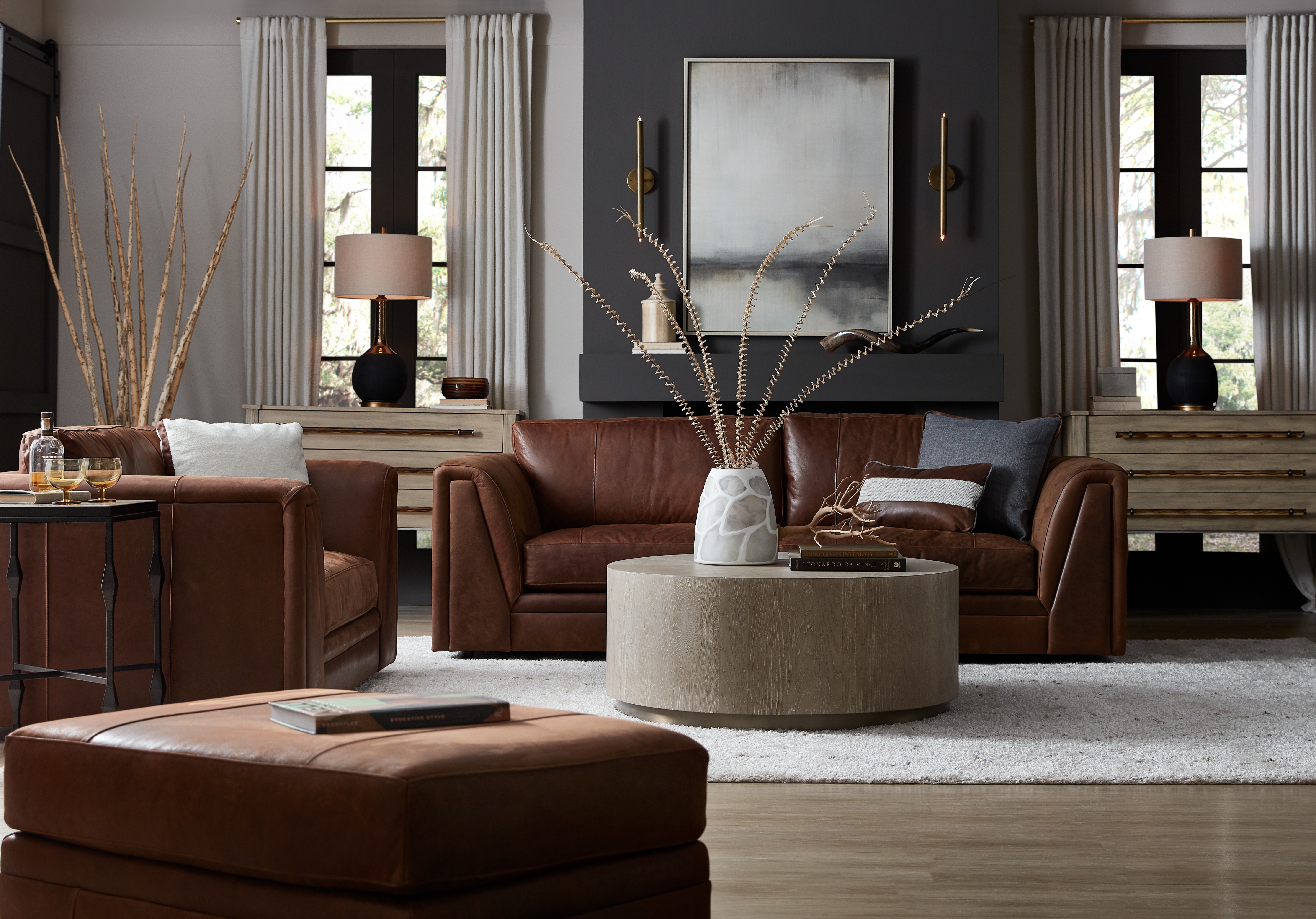 Bradington Young Living Room Crew Stationary Sofa 8Way Tie 74295