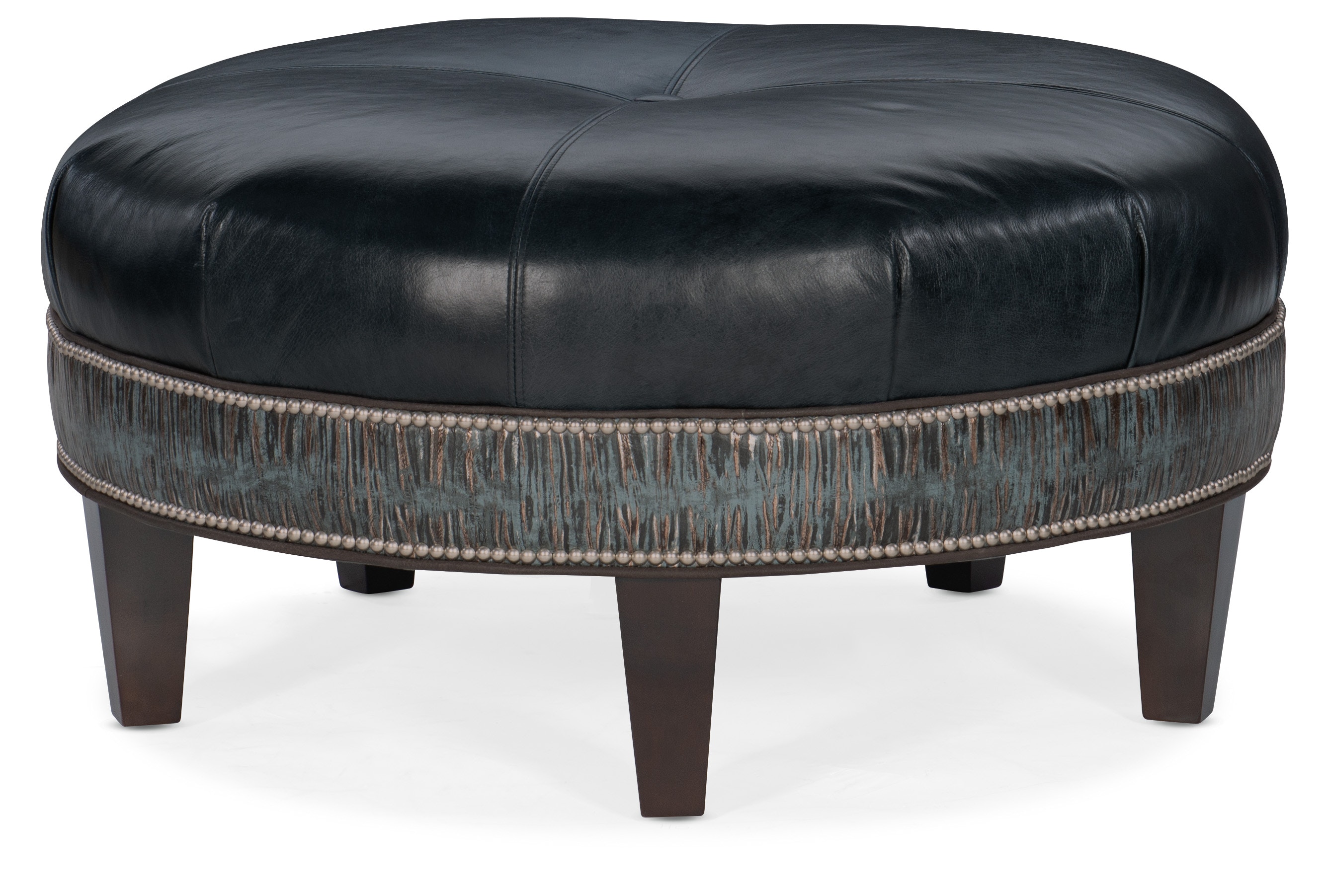 Bradington Young Living Room XL WellRounded Tufted Round Ottoman 807