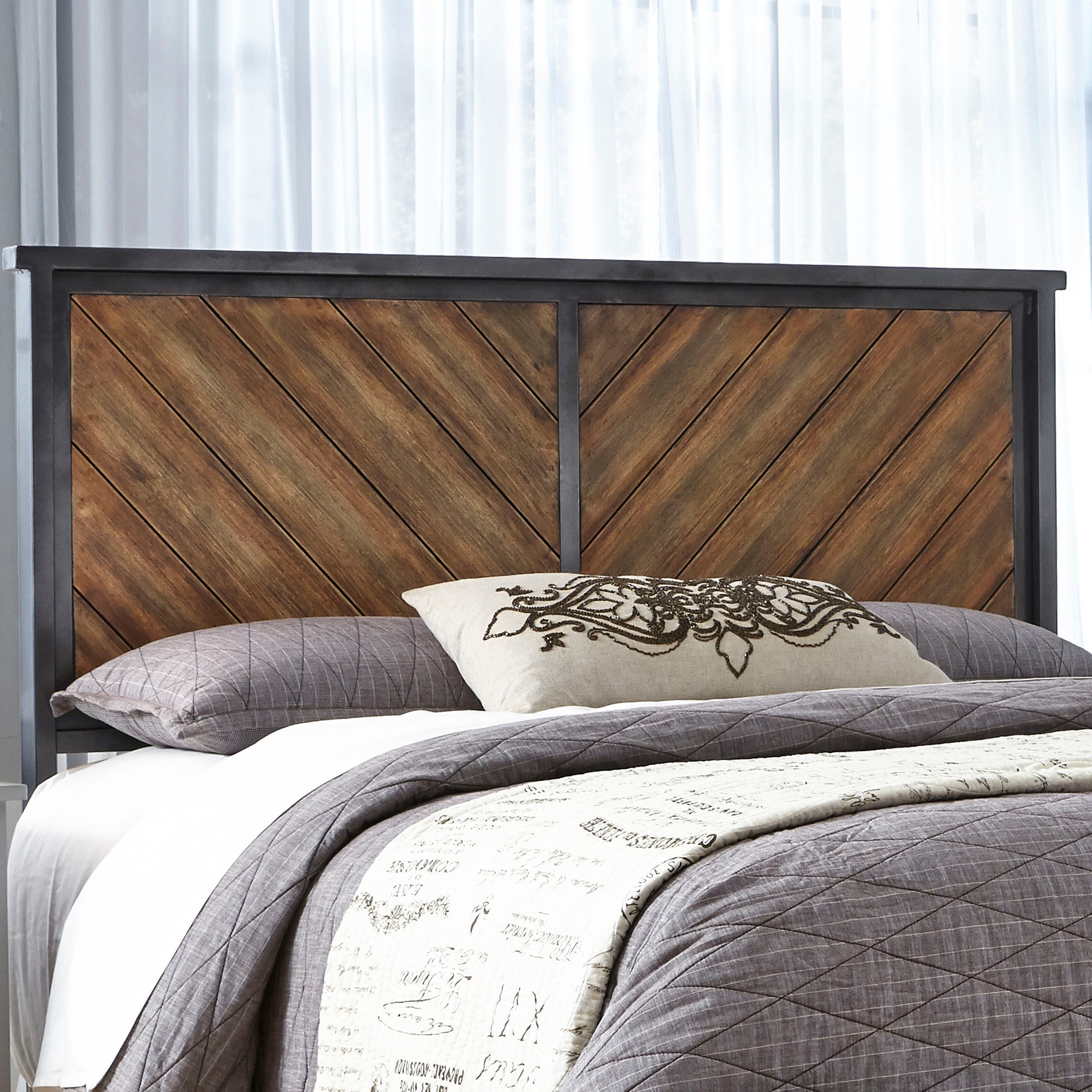 Wood and deals metal headboard queen