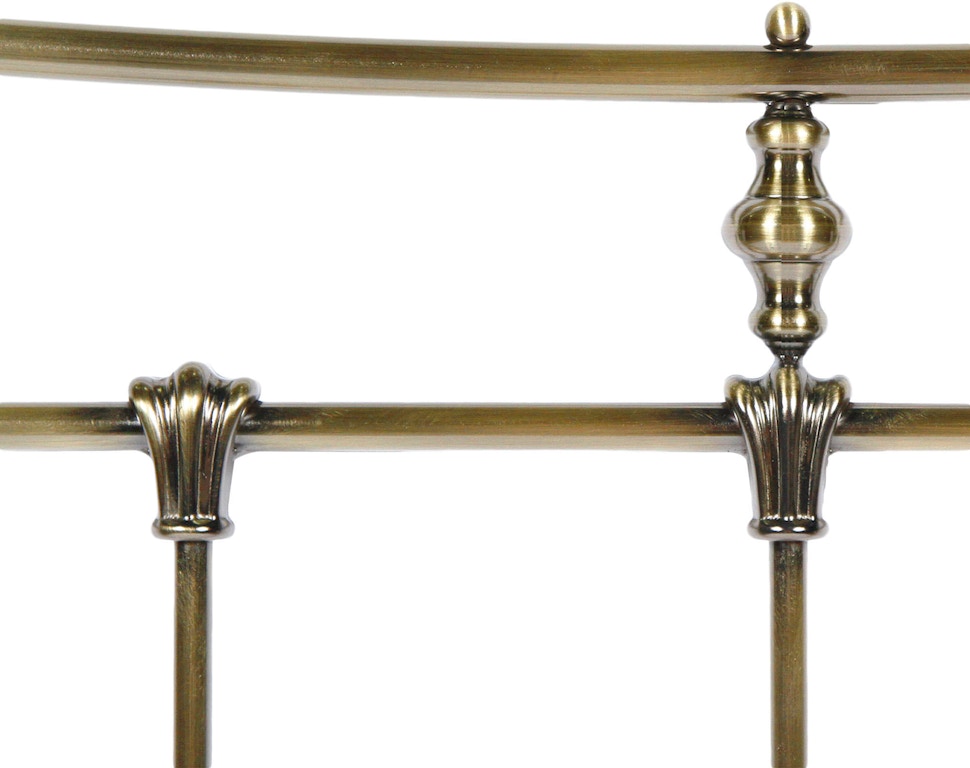 Leighton Metal Headboard Panel with Straight-Lined Spindles and Scalloped  Castings, Glazed Brass Finish, Queen