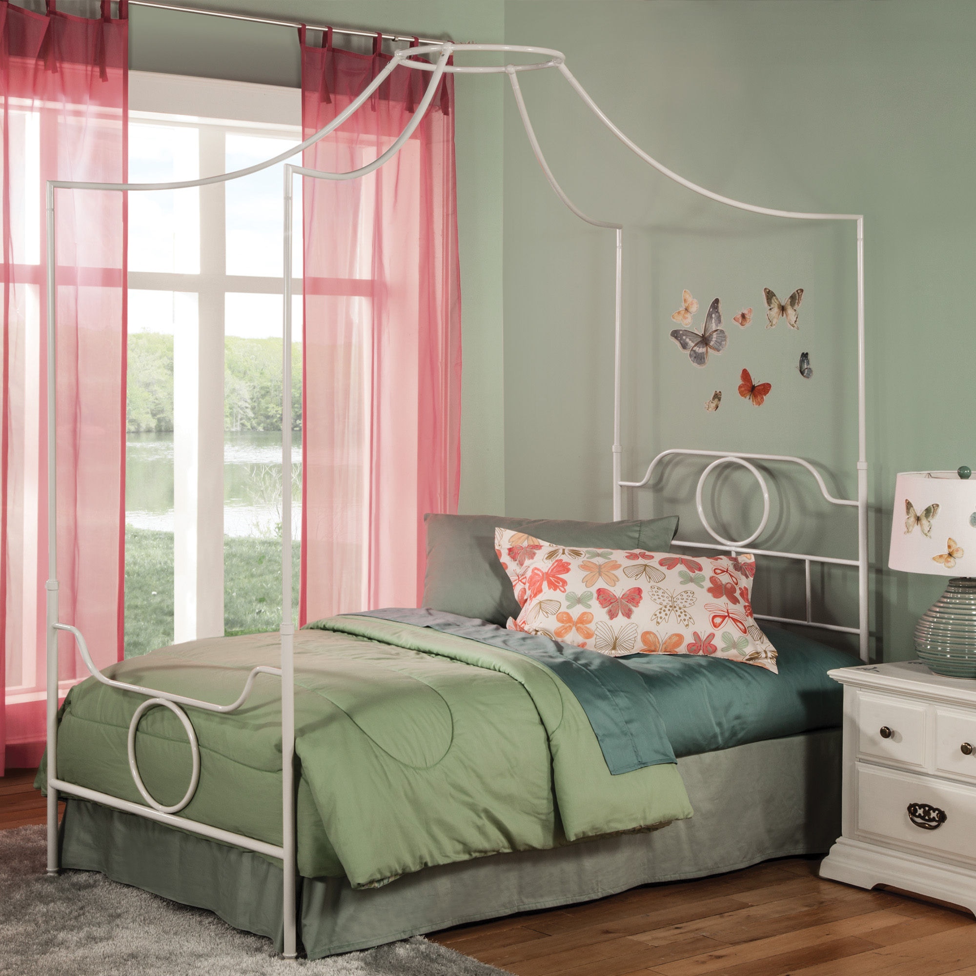 Leggett Platt Youth Emsworth Fashion Kids Complete Metal Canopy Bed And Steel Support Frame With