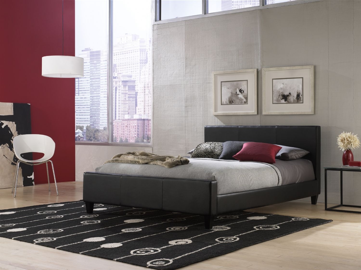 Leather upholstered store platform bed