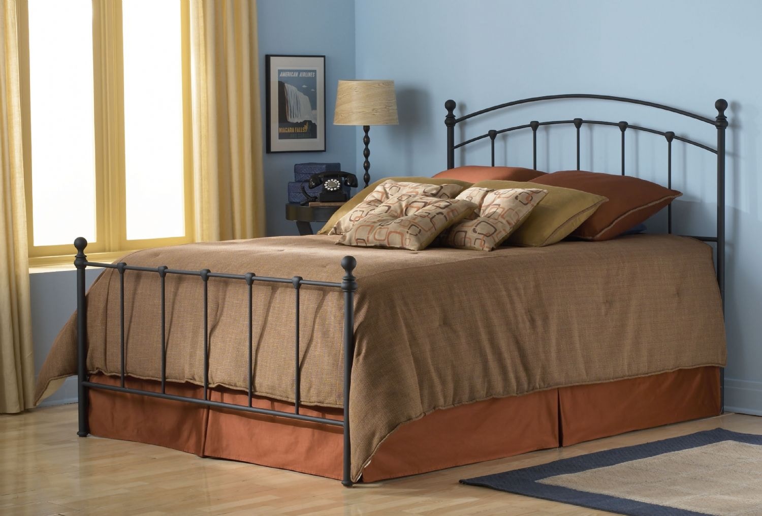 Leggett & Platt Bedroom Sanford Metal Headboard And Footboard Bed ...