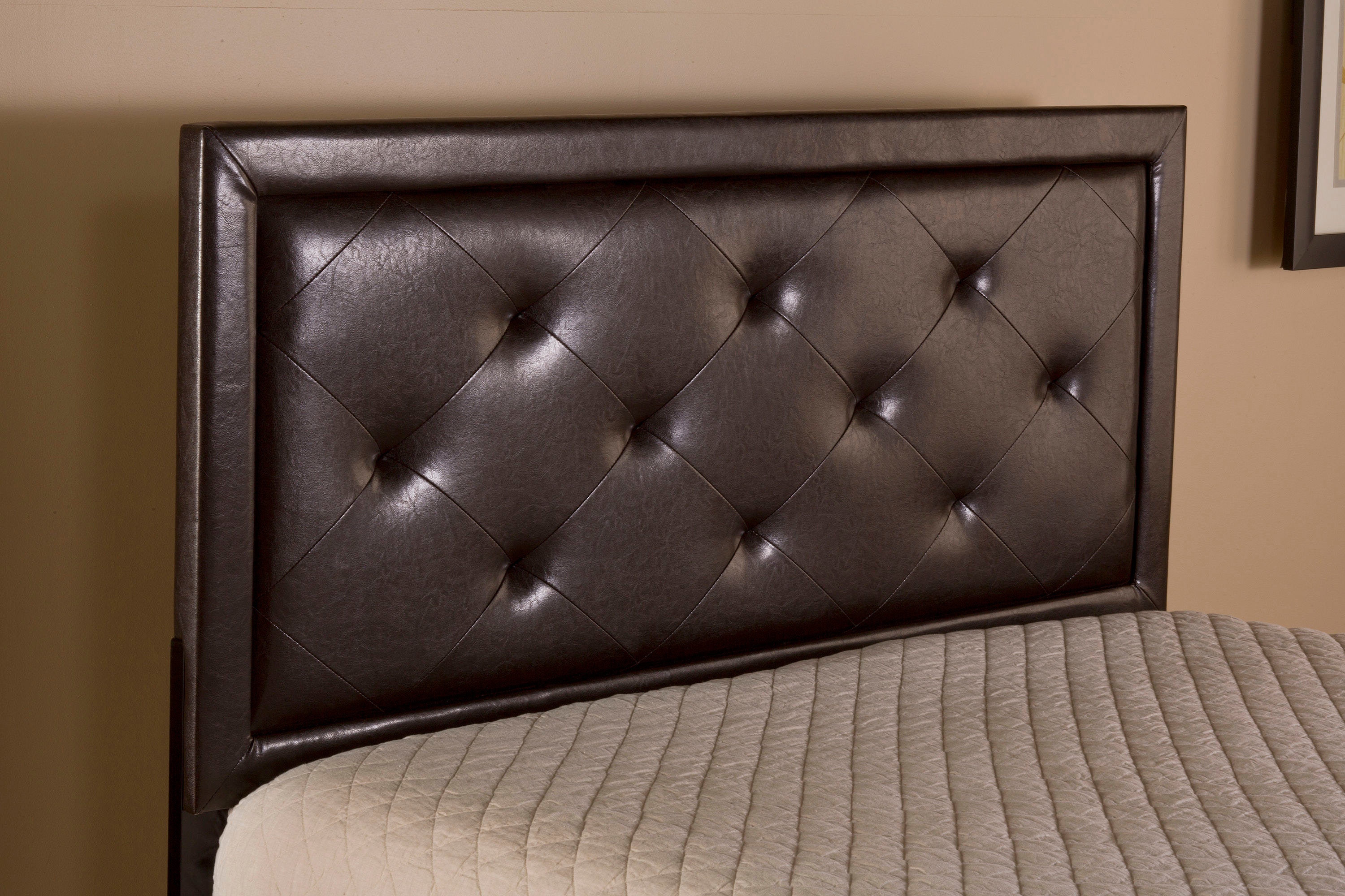 Brown faux deals leather headboard queen