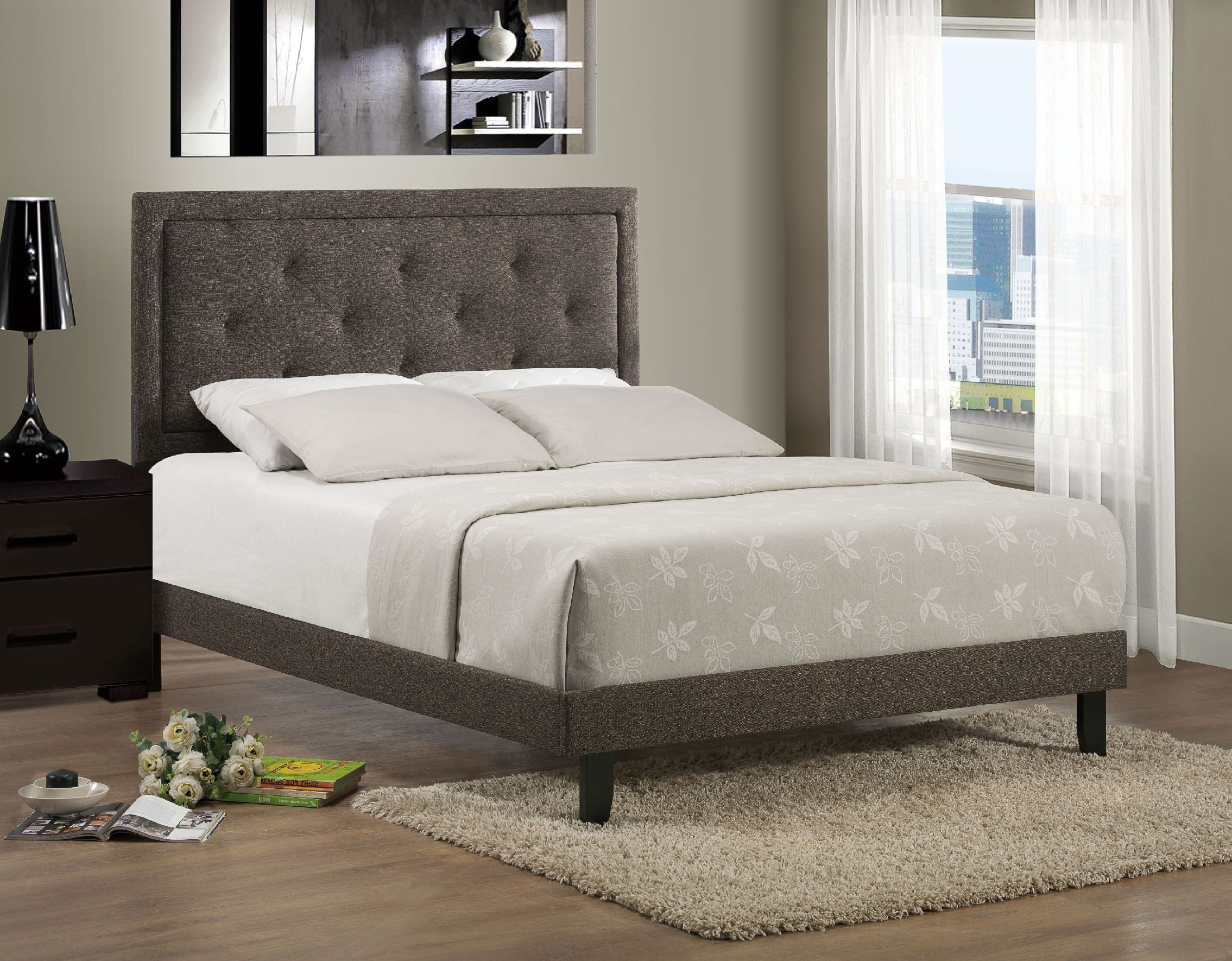 Hillsdale Furniture Bedroom Becker Bed Set King Bed Rails Included Black Brown Fabric