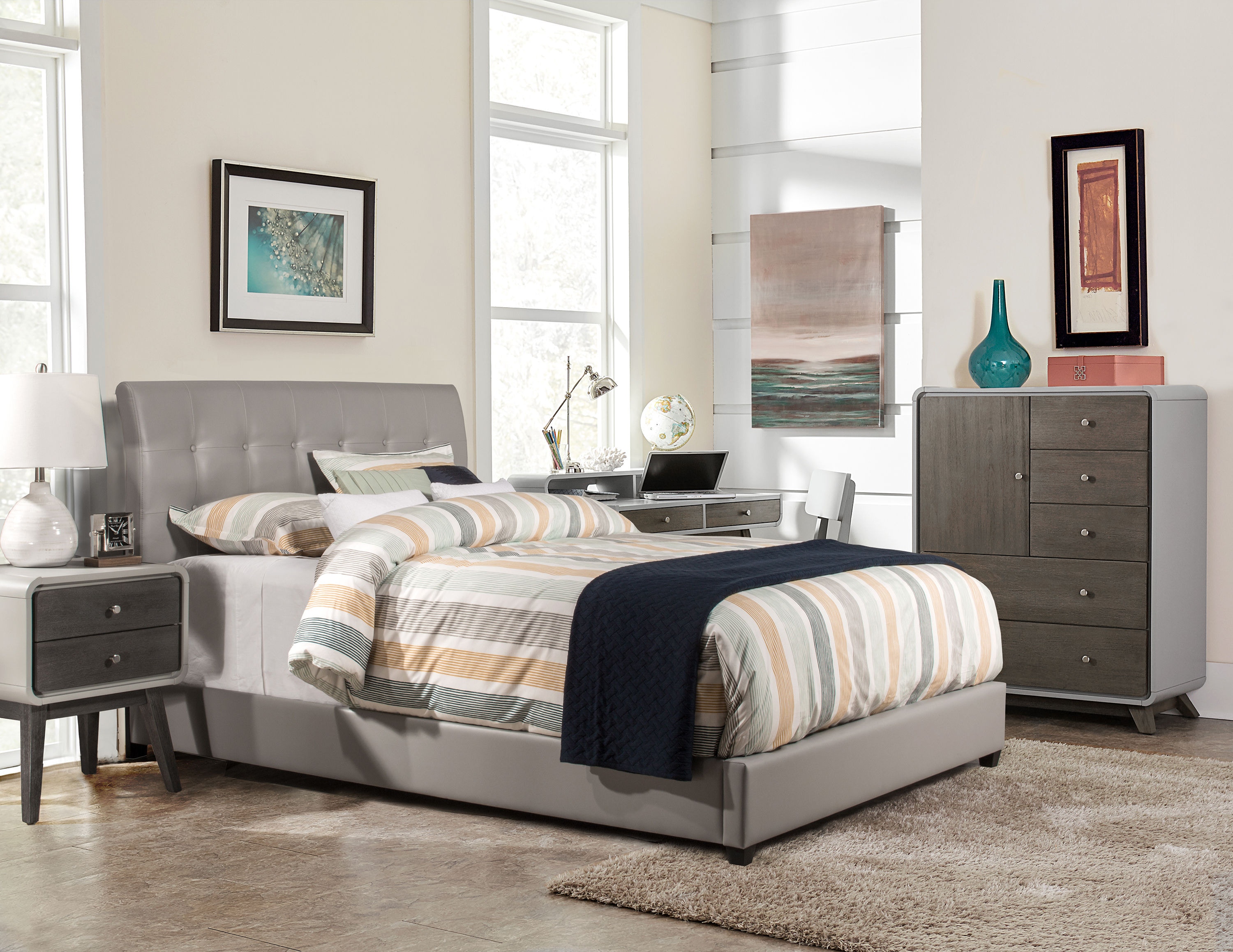 Dolante king online upholstered bed gray