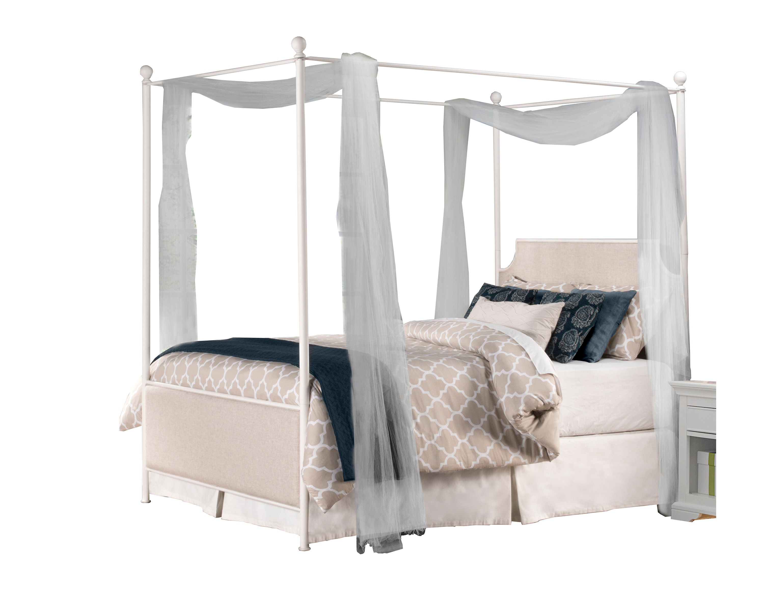 Hillsdale Furniture Bedroom Mcarthur Canopy Bed Set Off White Finish Queen Bed Frame Not