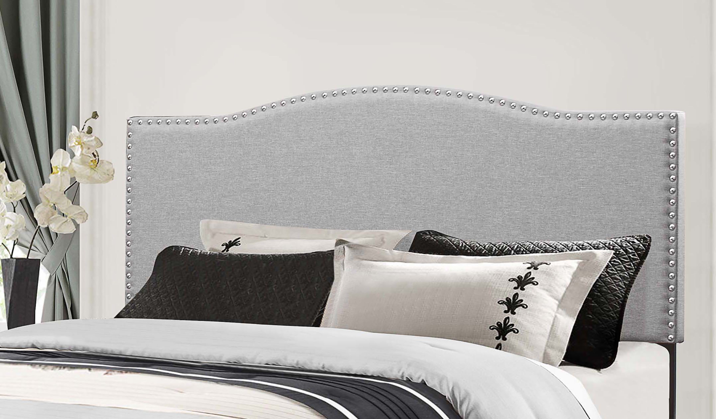 Grey deals nailhead headboard