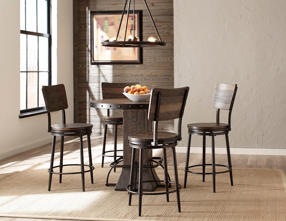 Hillsdale Furniture Bar And Game Room Jennings 5 Piece Round Counter Height Dining Set With Swivel