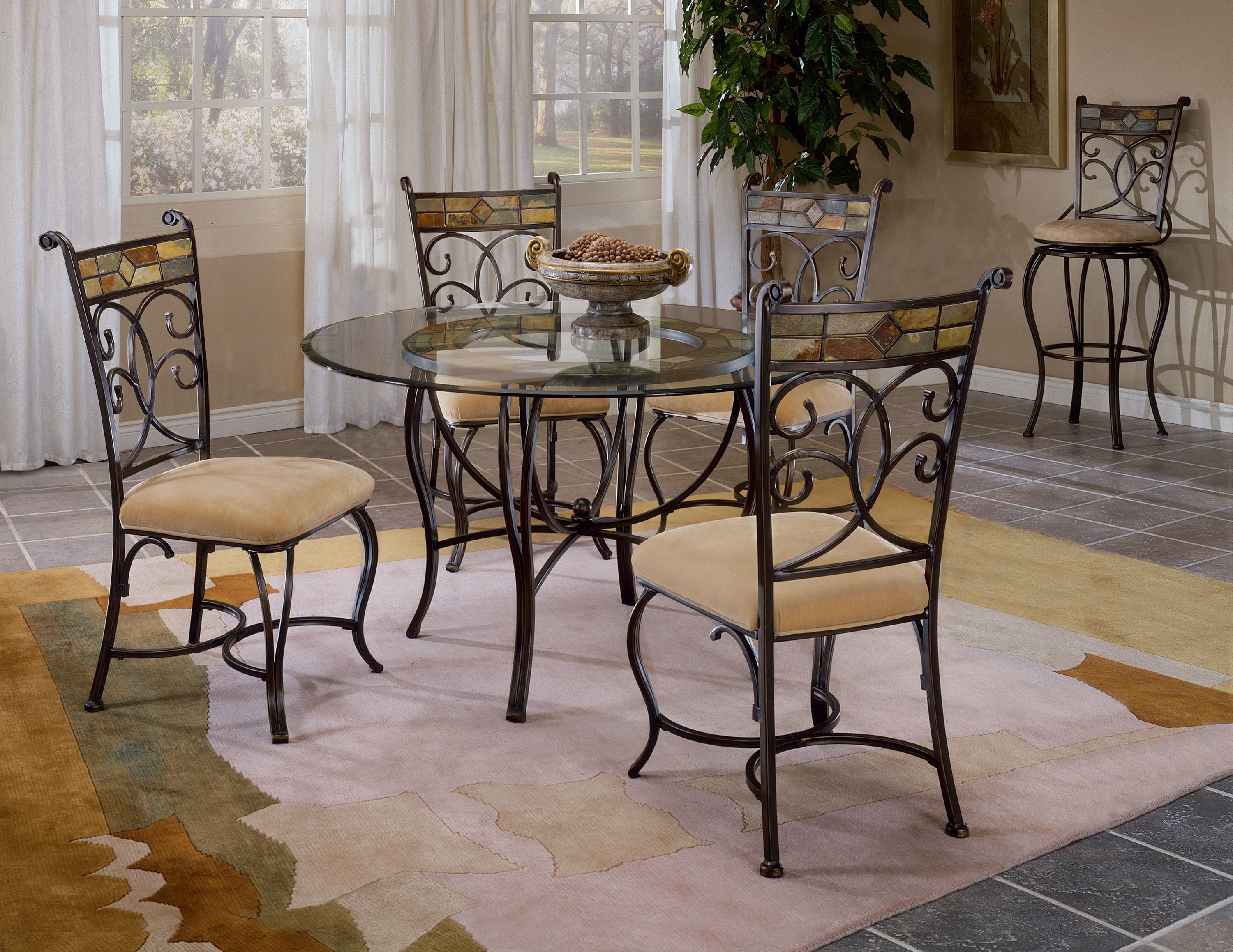 second hand glass table and chairs