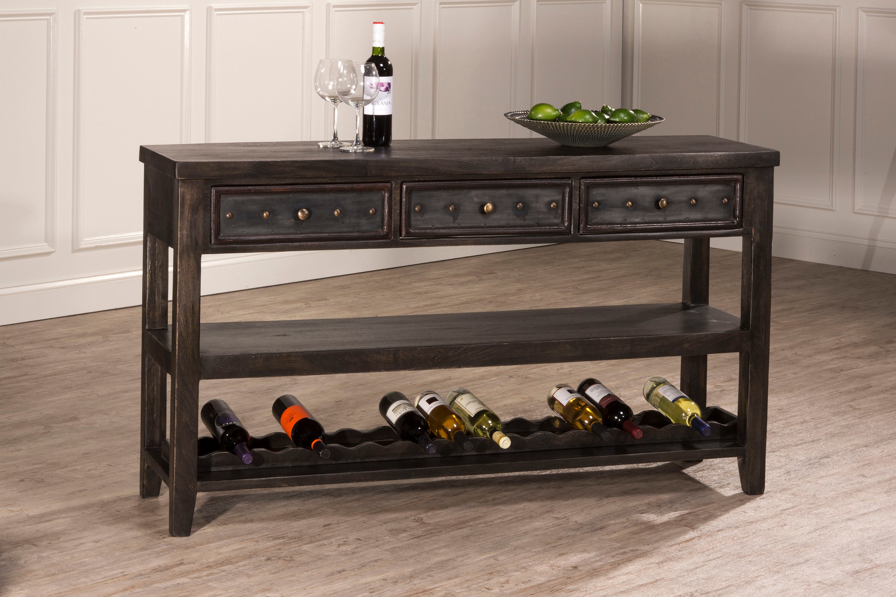 Entry table with on sale wine rack