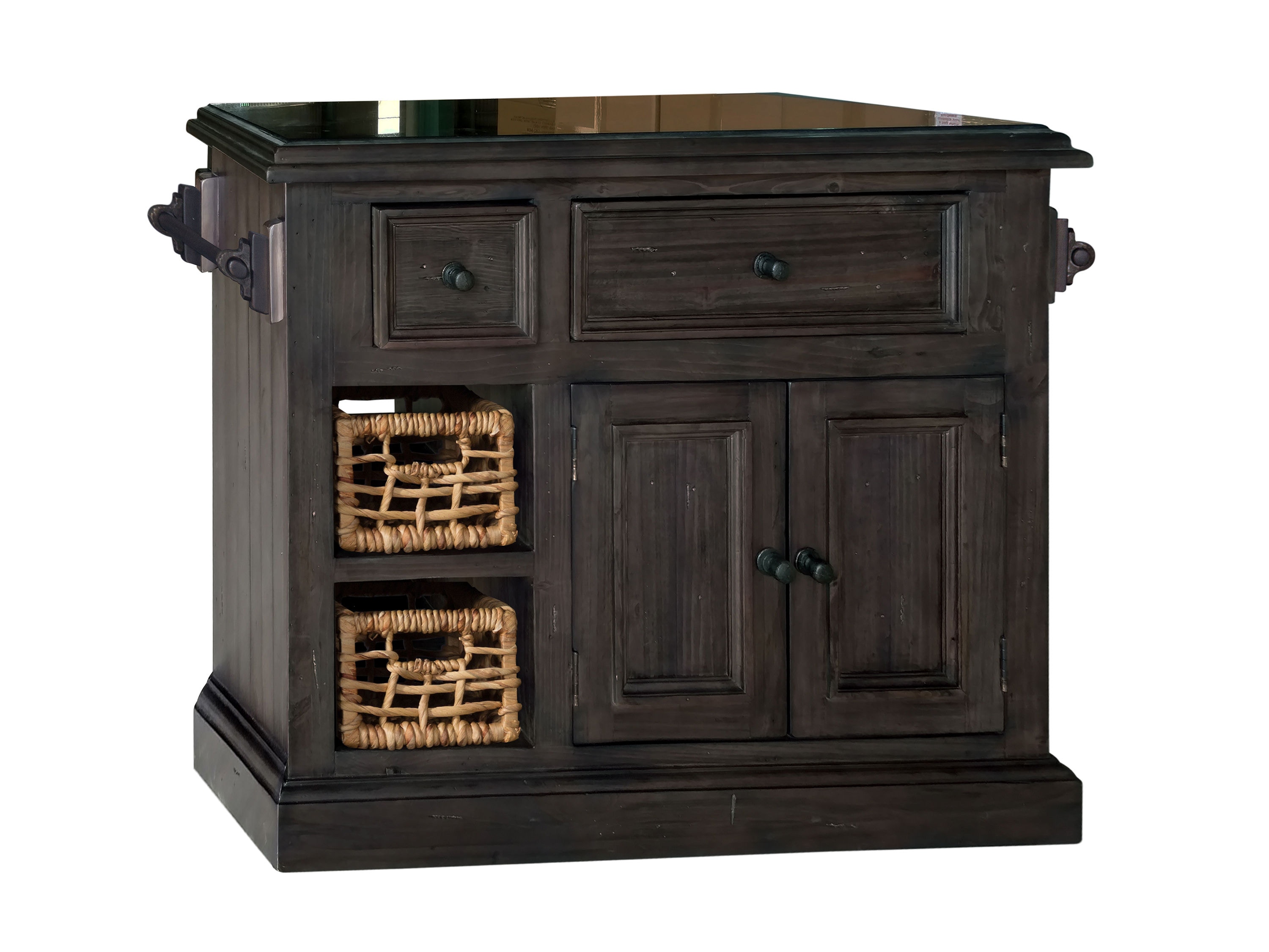 Tuscan Retreat Medium Granite Top Kitchen Island With 2 Two