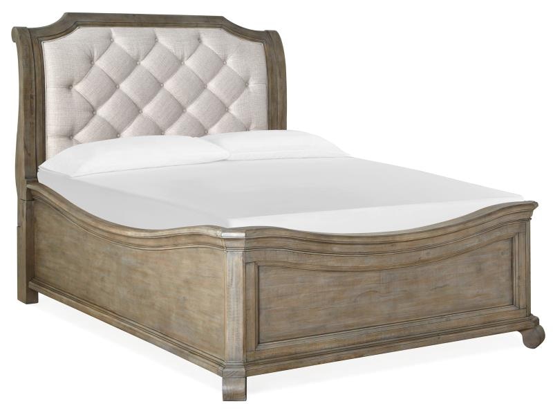 Magnussen Home Bedroom Complete Queen Sleigh Bed with Shaped Footboard Skaff Furniture Carpet One
