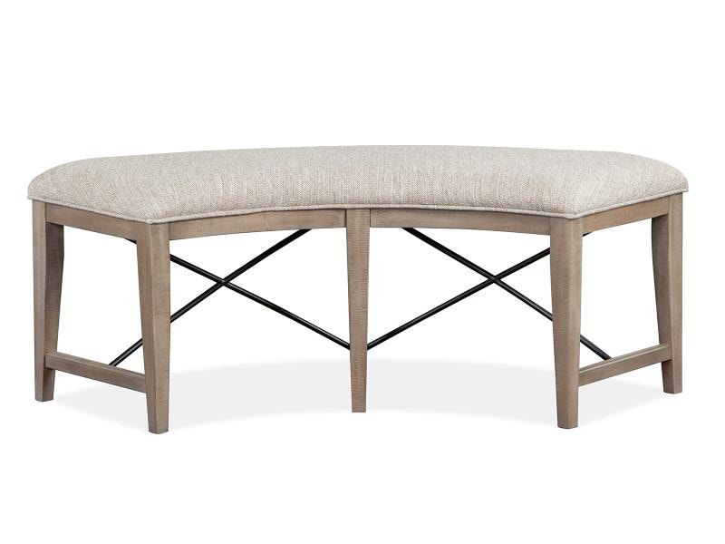 Curved upholstered outlet bench