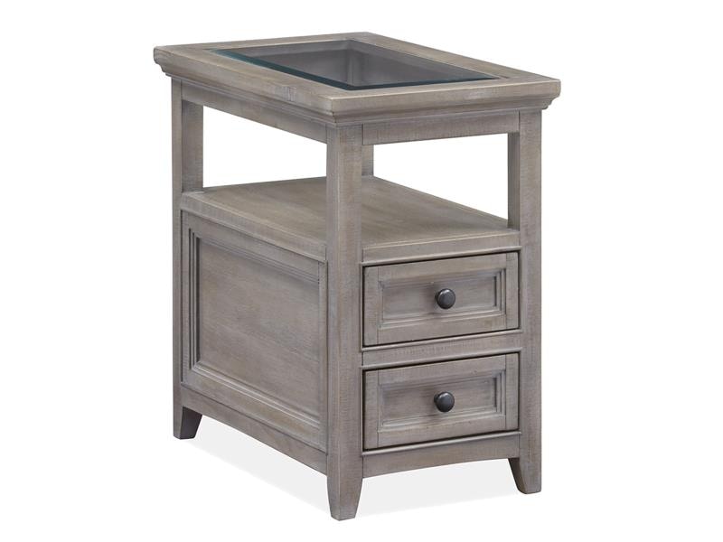 Chairside end outlet table with storage